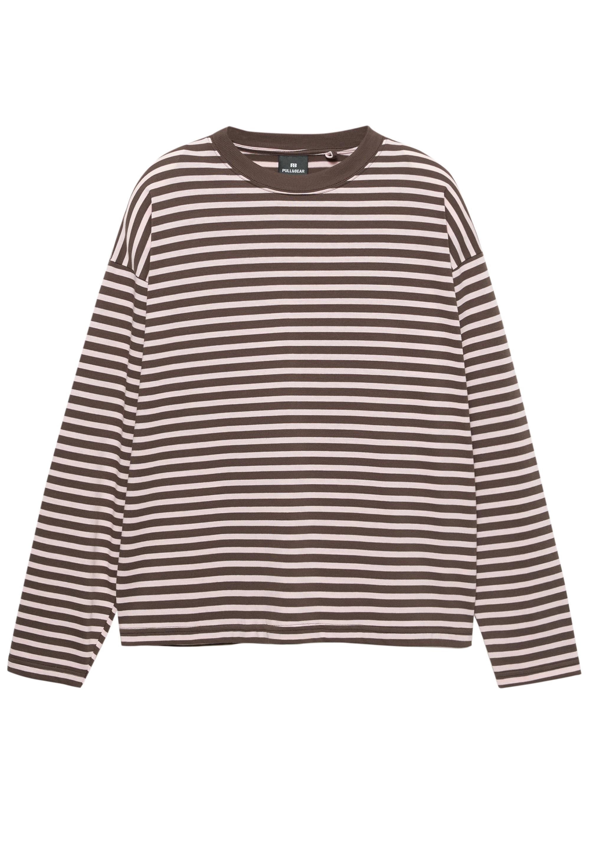 Çizgili uzun kollu t-shirt