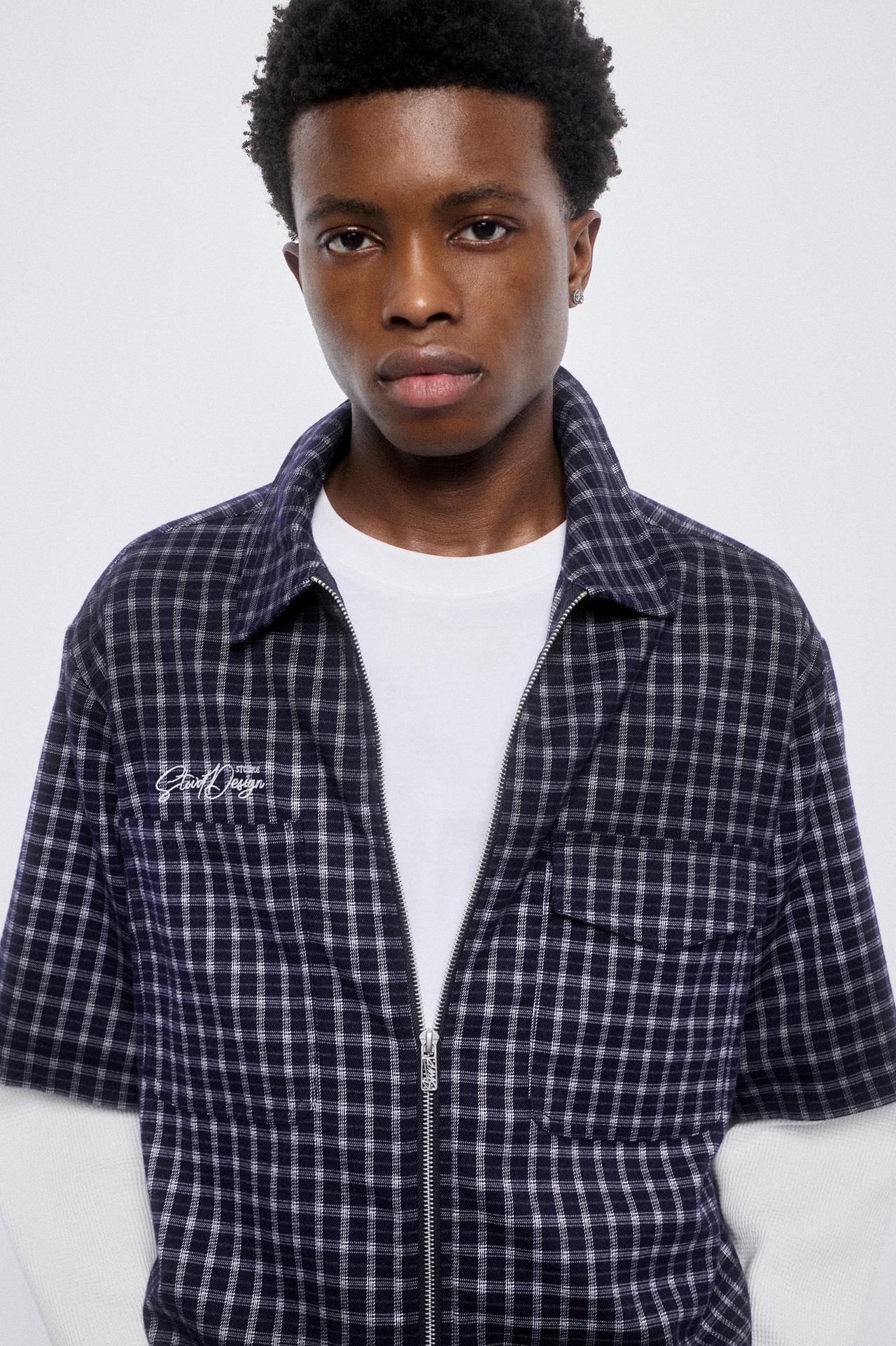 Double sleeve check shirt — Blue