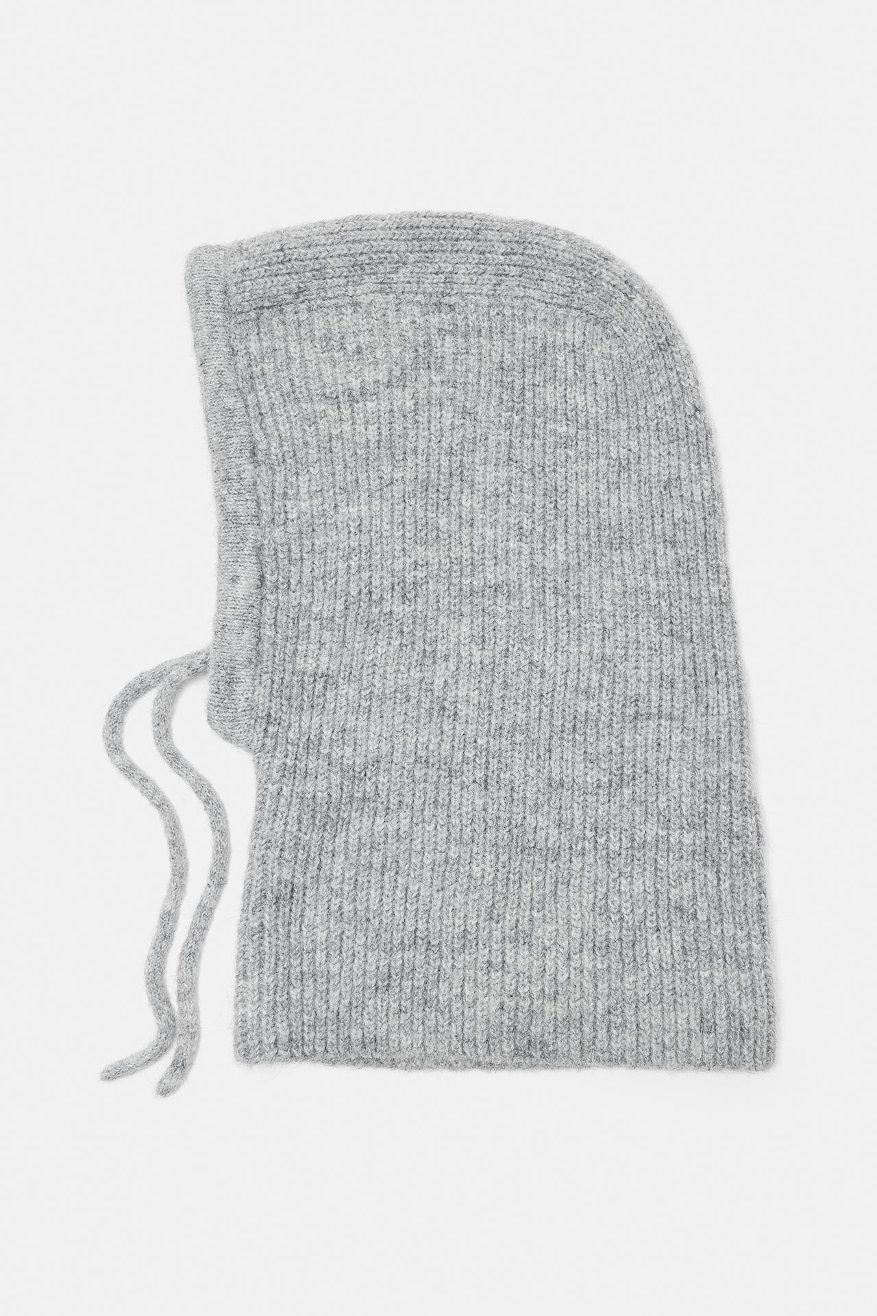 Ribbed knit balaclava — Pale grey