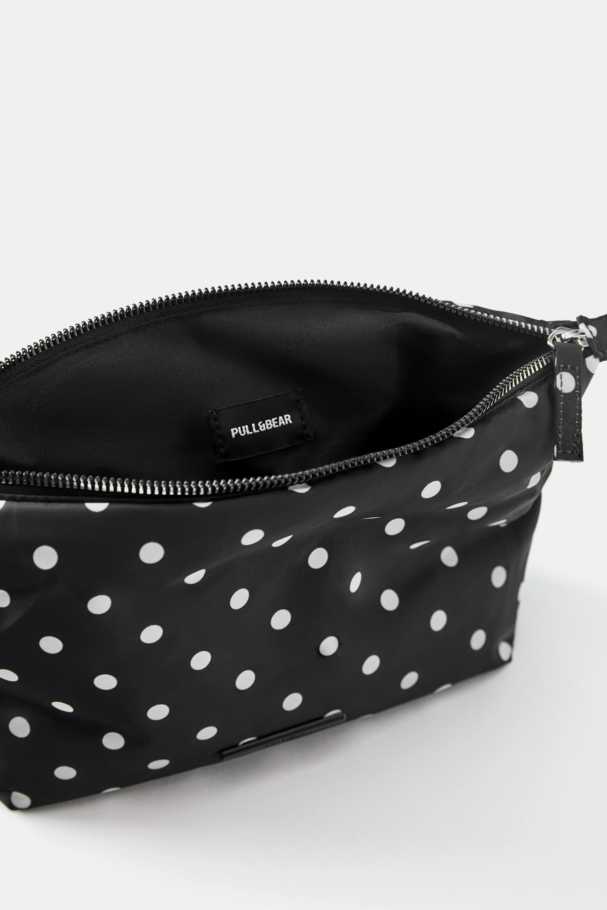 Polka dot nylon toiletry bag — Black