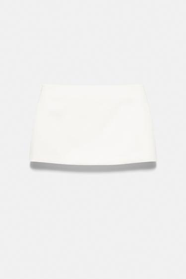 Satin mini skirt — Ecru 7