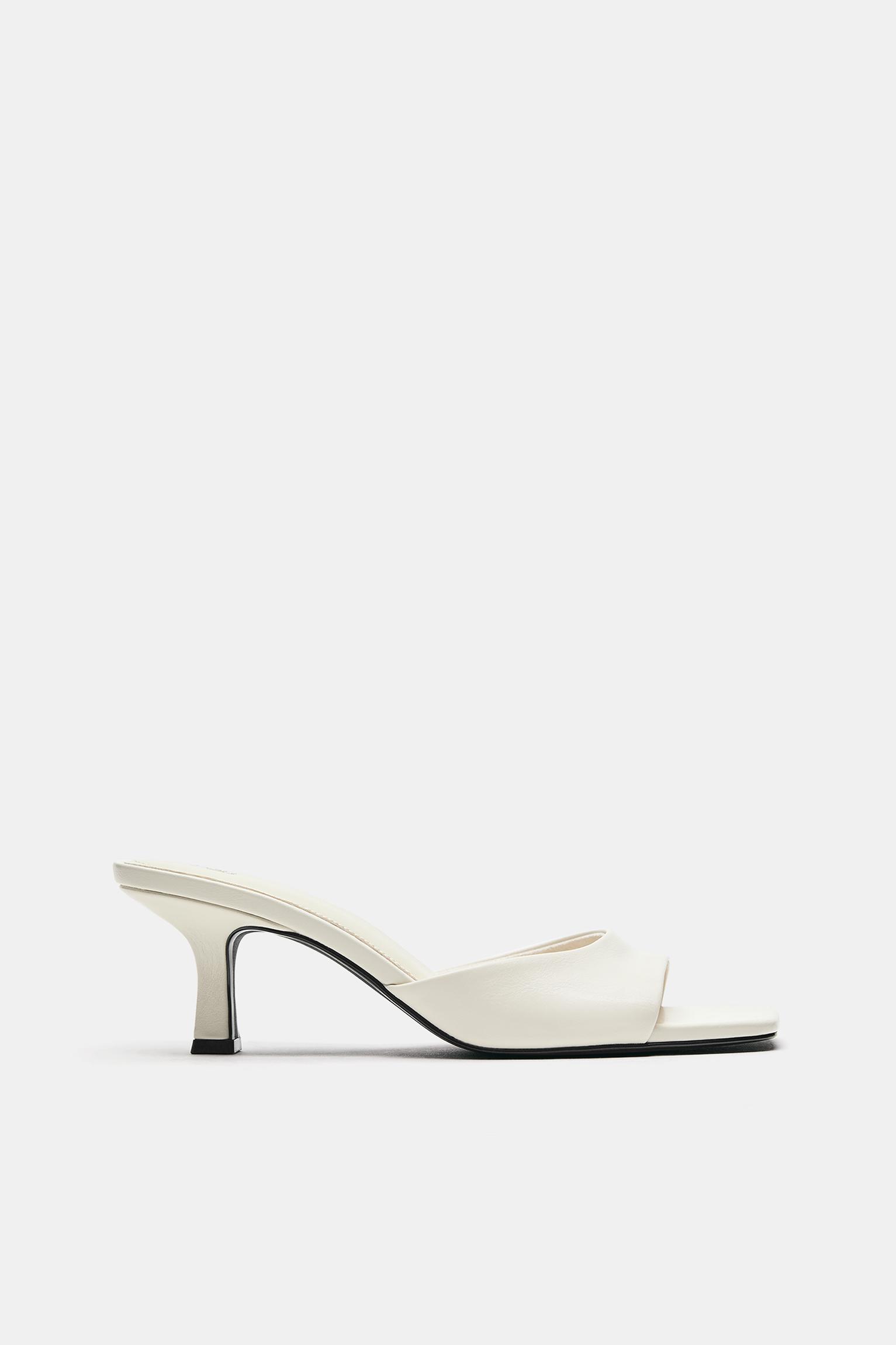 Heeled mule sandals — White
