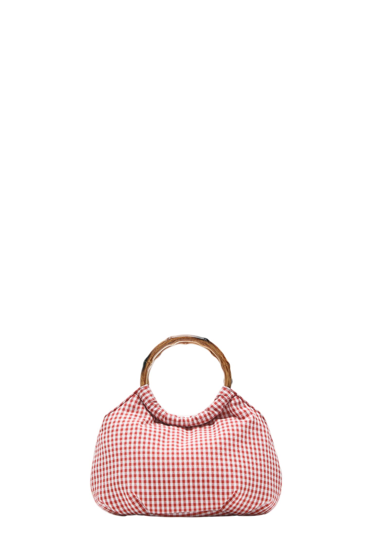 Gingham print handbag — Red