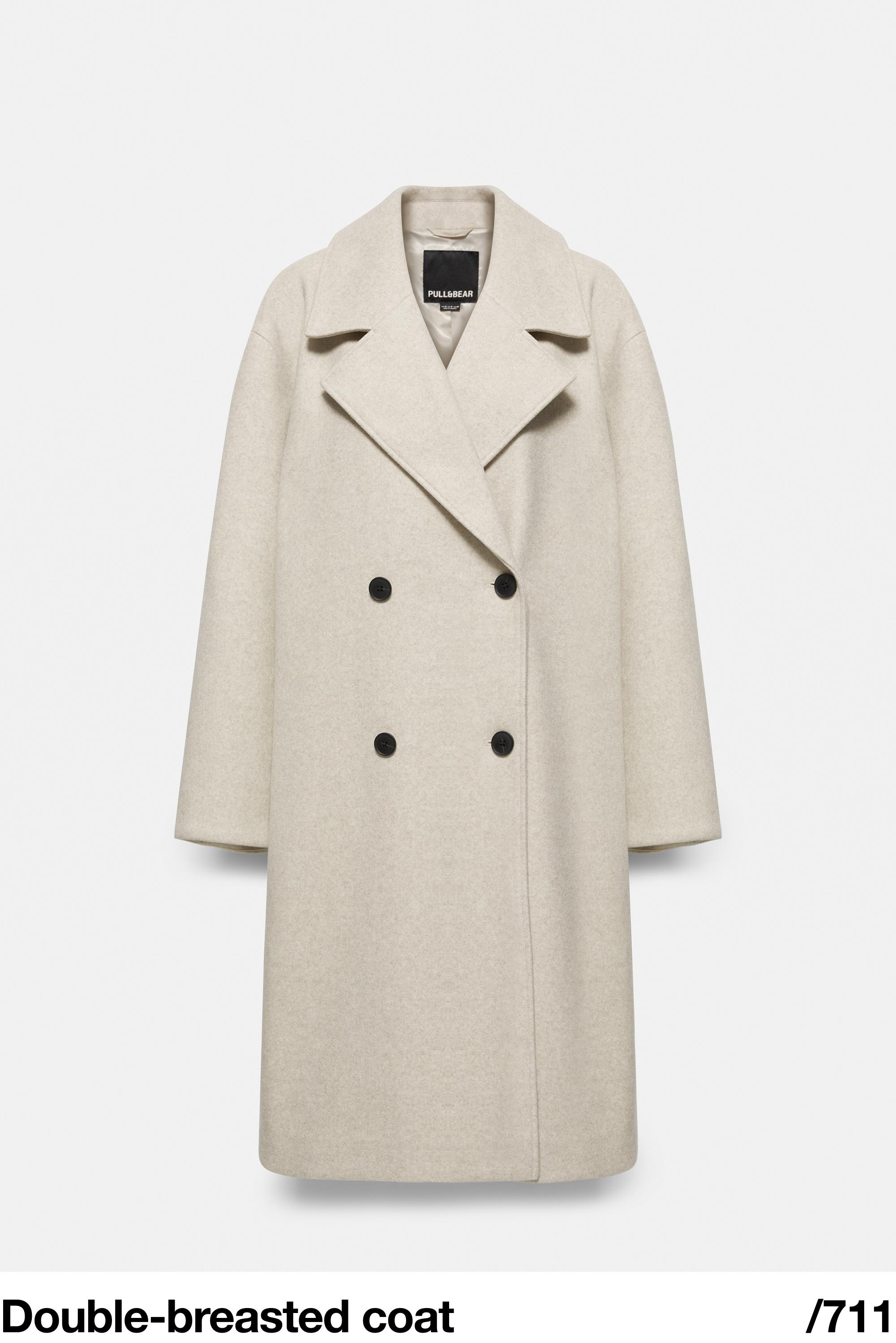 Double-breasted felt texture coat — Sand