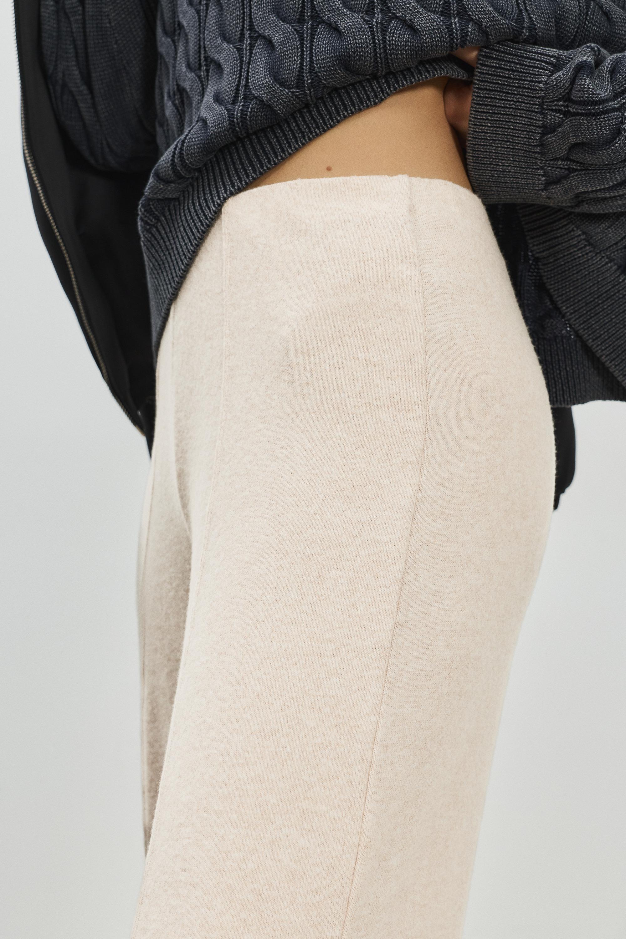 Wide-leg soft touch trousers — Ecru