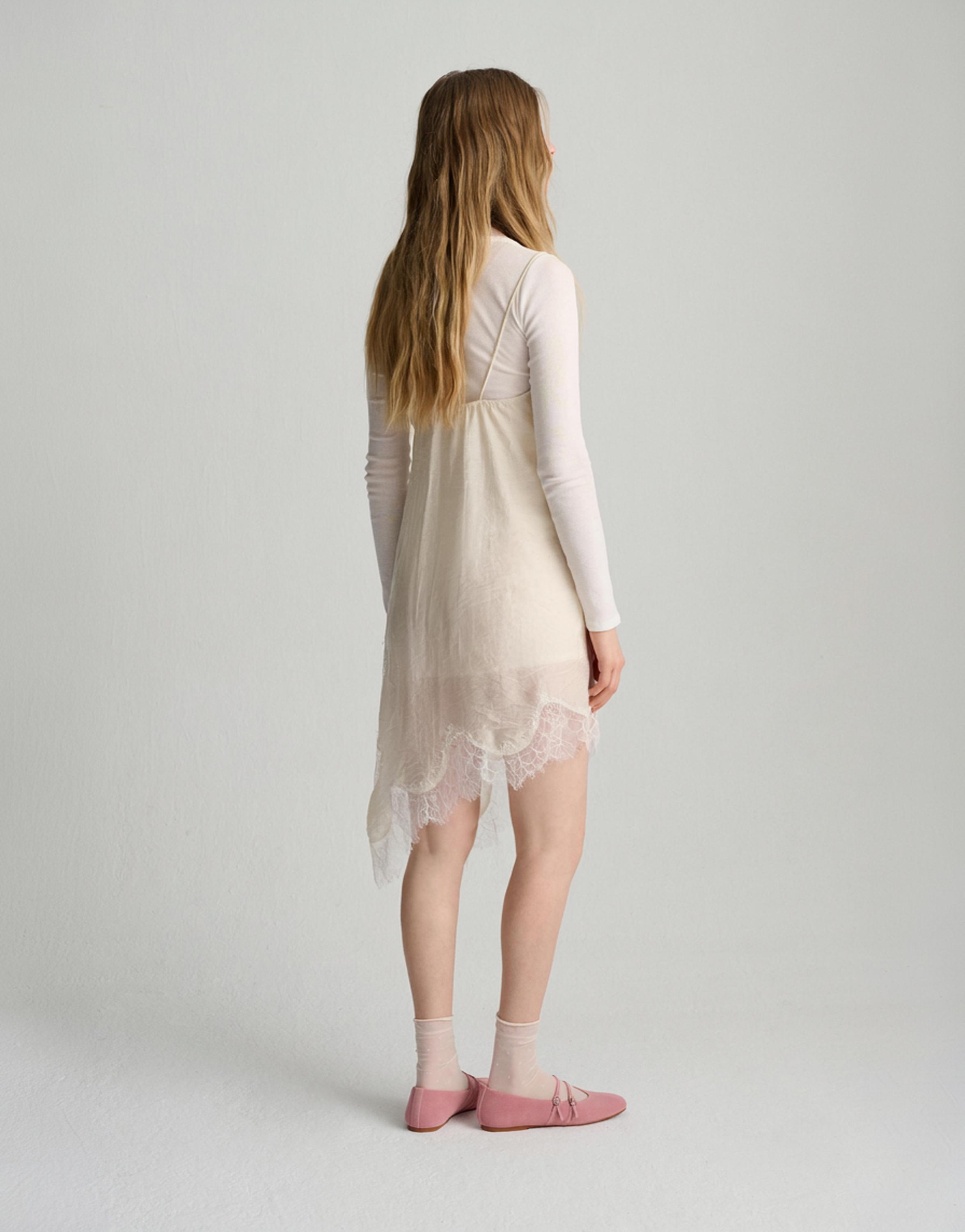 Combined camisole dress — Ecru