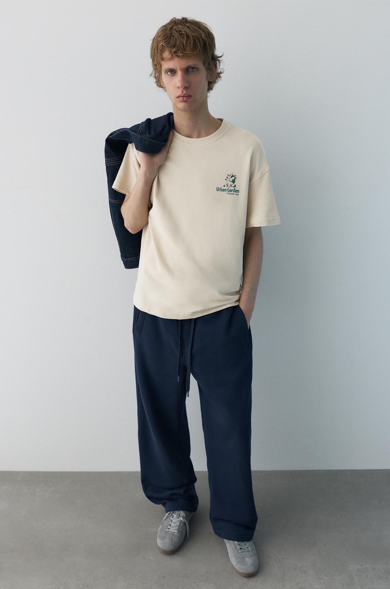 Grafik baskılı dokulu t-shirt - Görsel 17