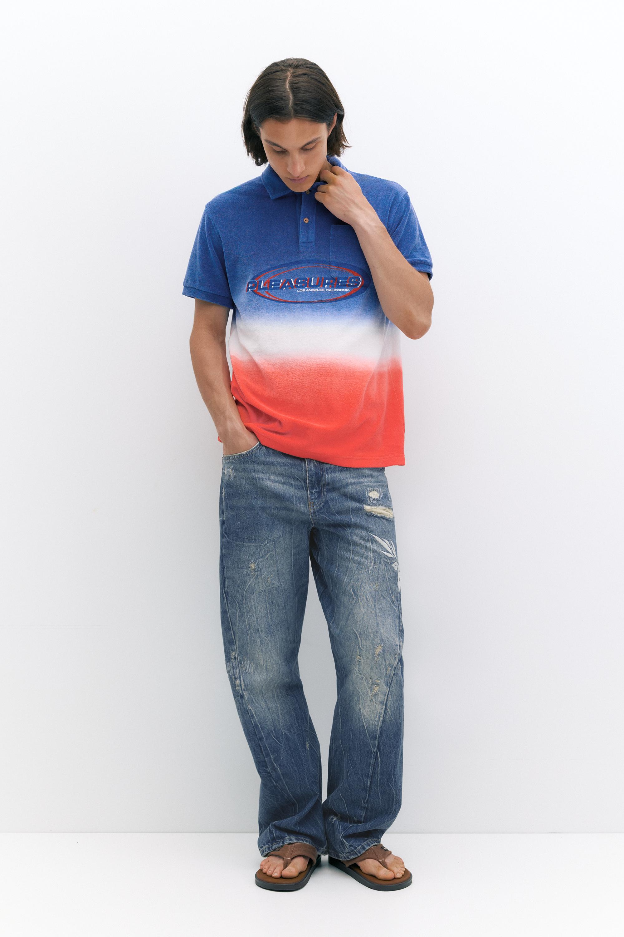 Pleasures x STWD ombré polo shirt — Blue