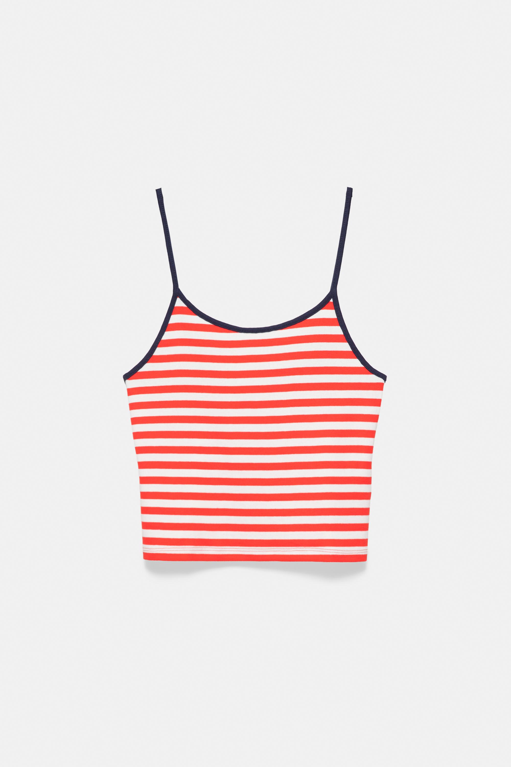 Striped strappy top — White/Red