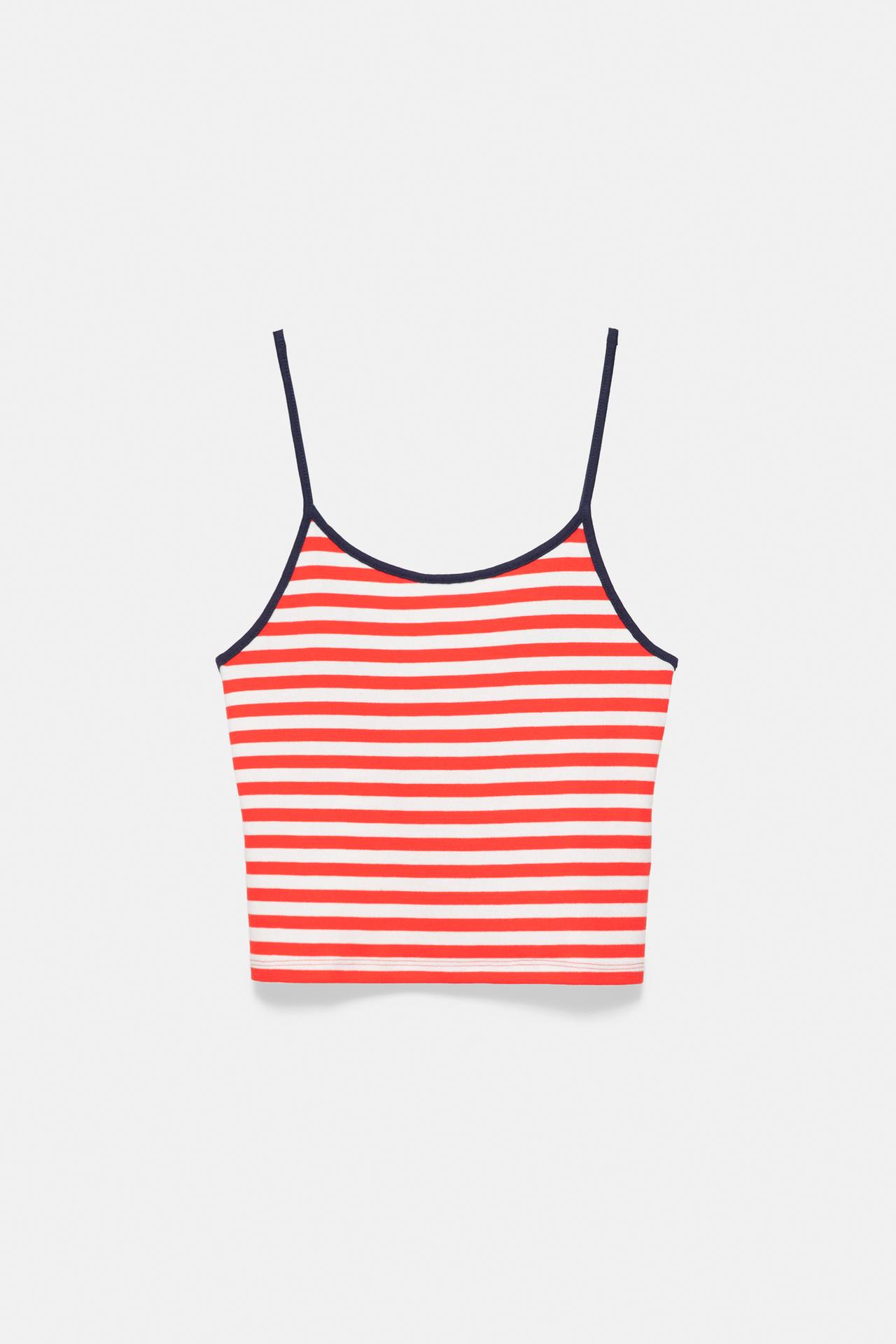 Striped strappy top — White/Red