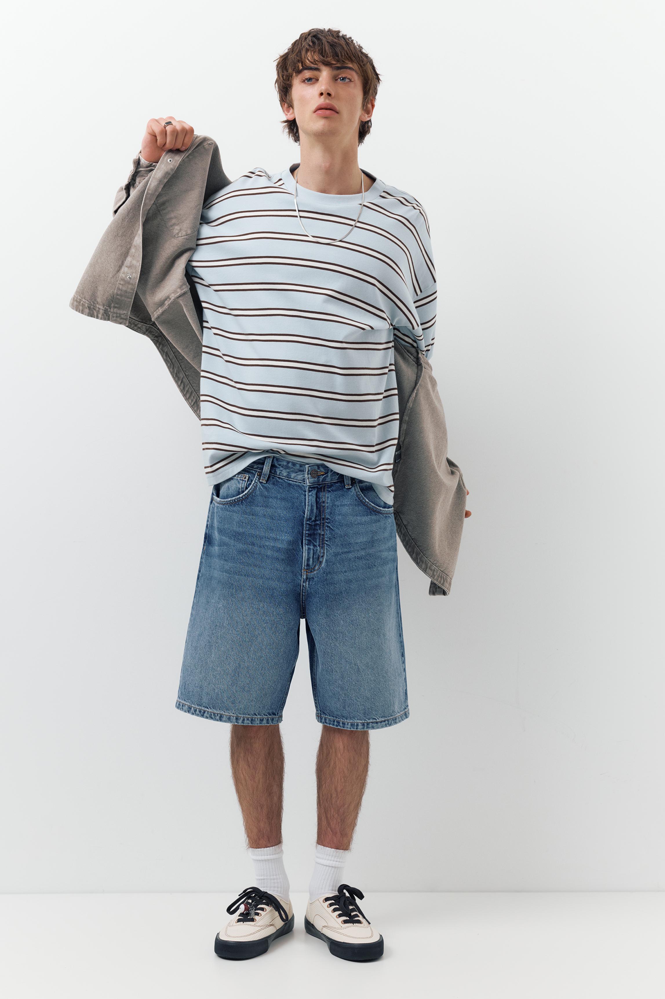 Baggy denim Bermuda shorts — Medium blue