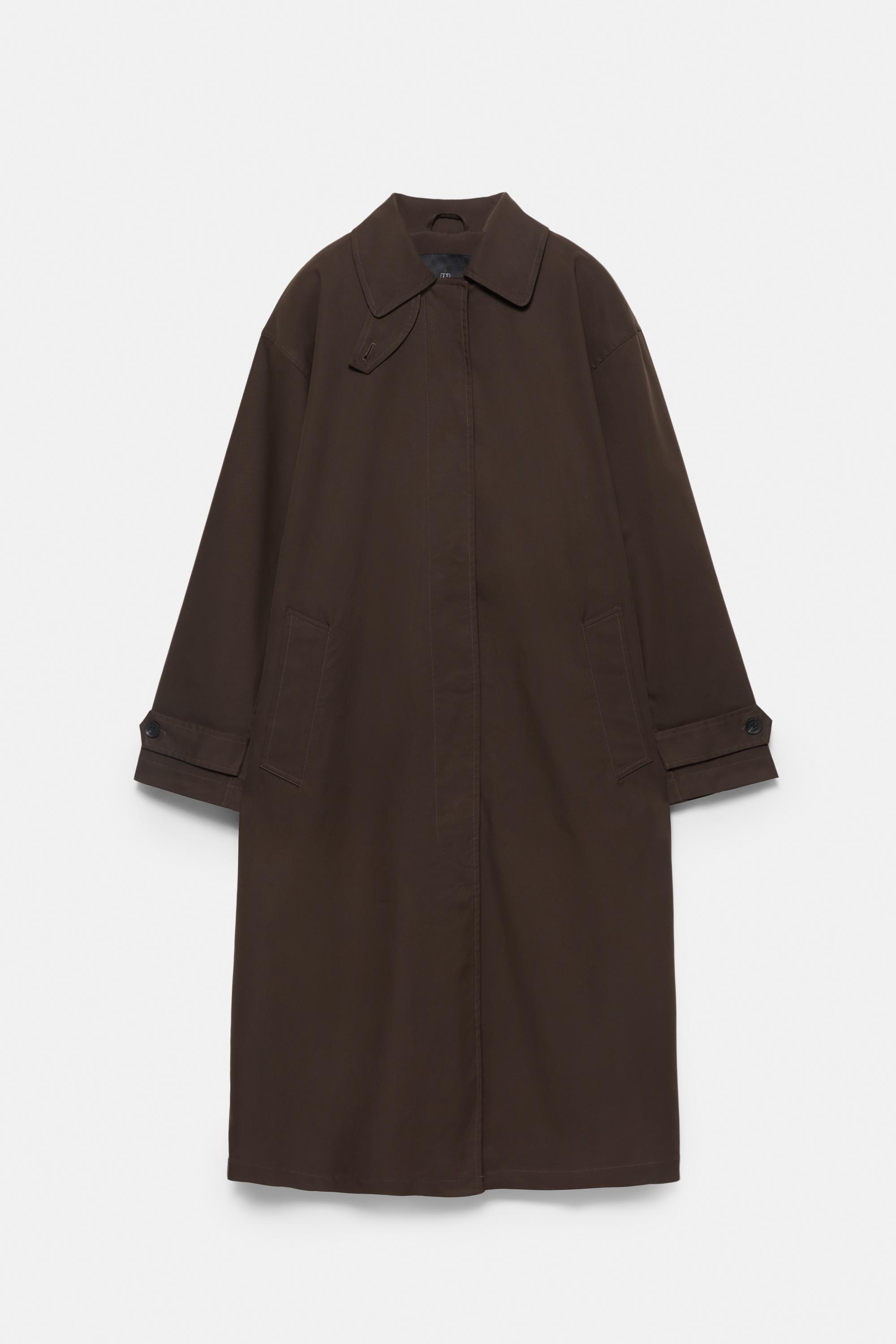 Kahverengi oversize trençkot - Görsel 18