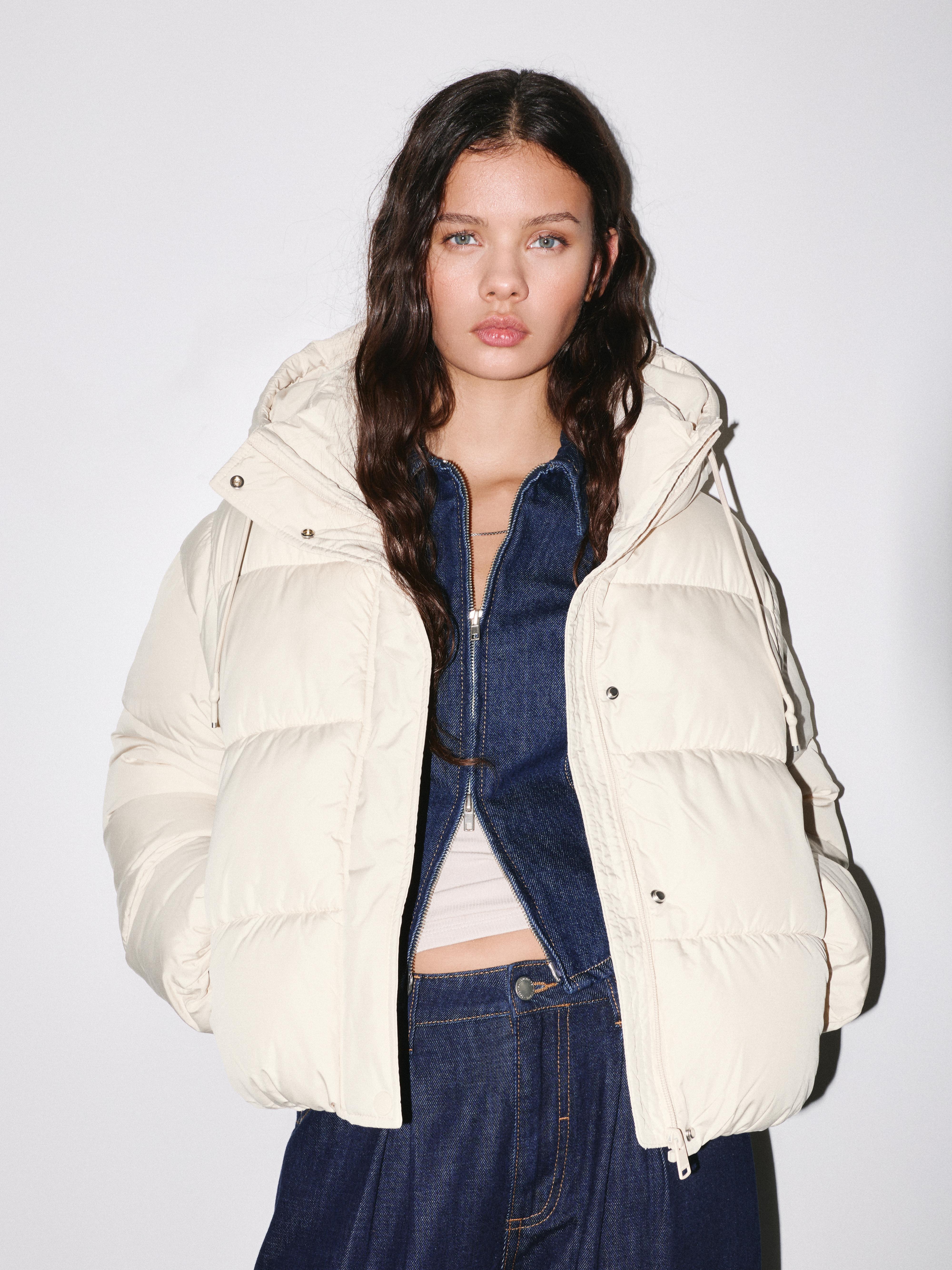 Hooded Padded Jacket — Ecru