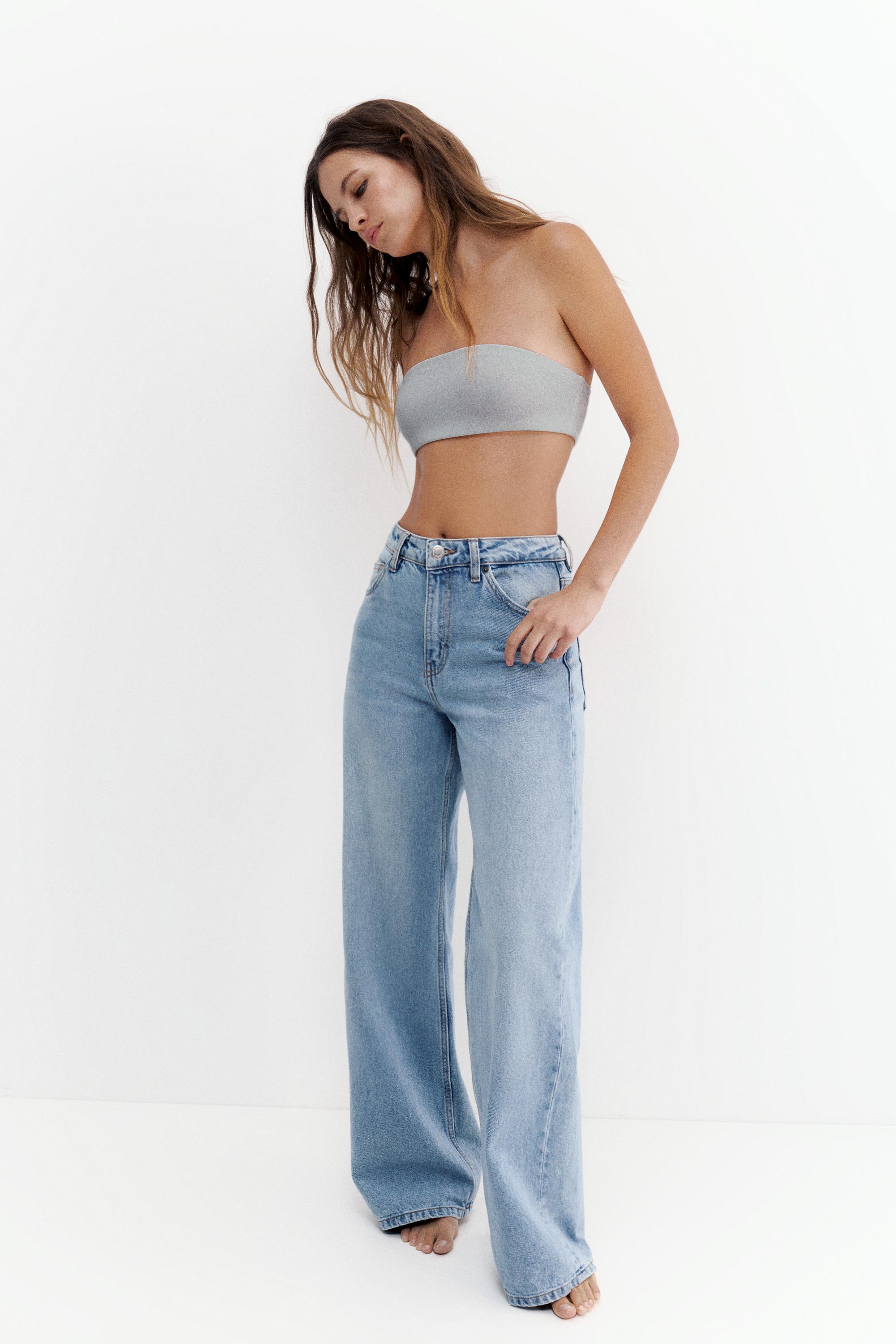 High-waist wide-leg jeans — Sky blue