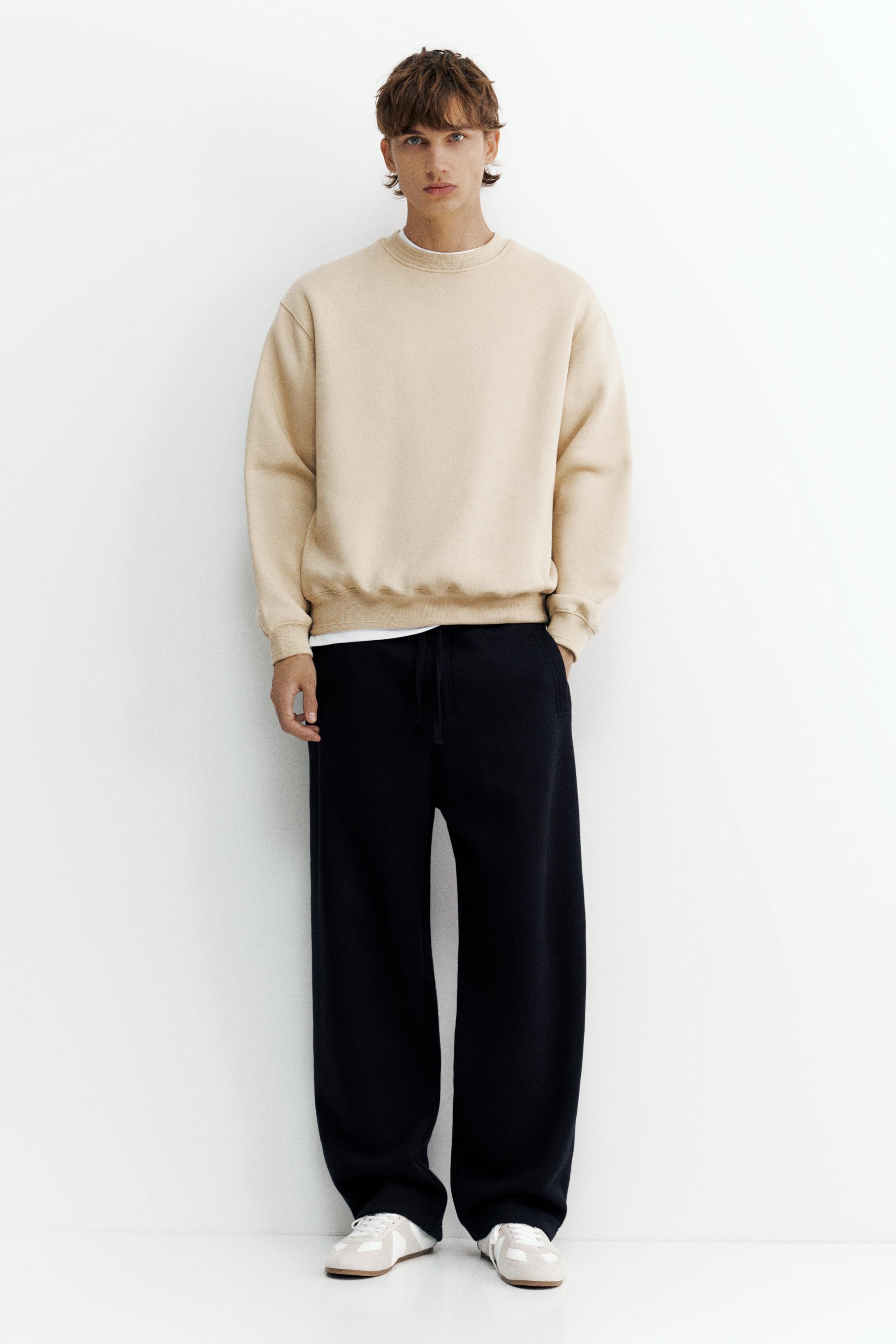 Relaxed fit round neck sweatshirt — Sand