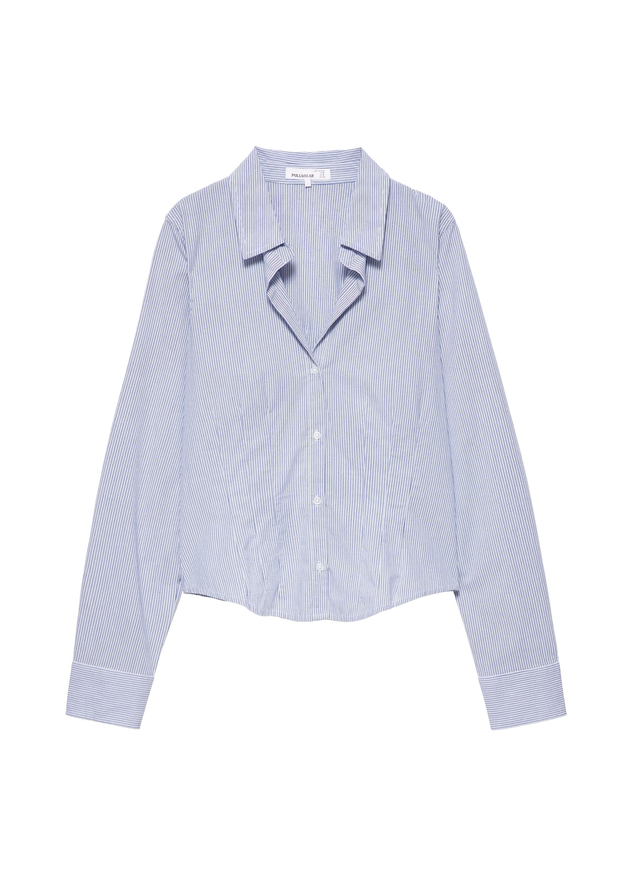 Fitted wide-cuff shirt — Blue/White