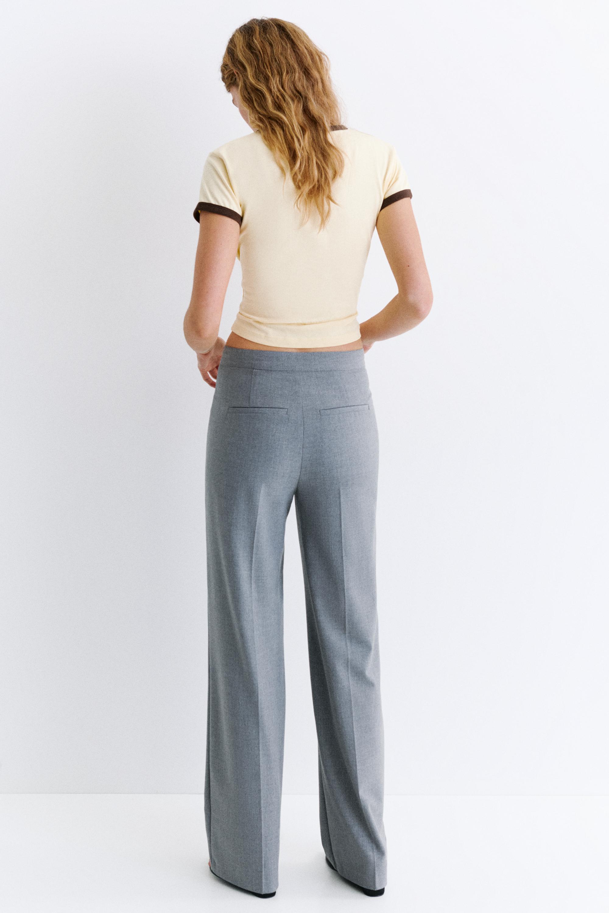 Straight-leg darted trousers — Medium grey