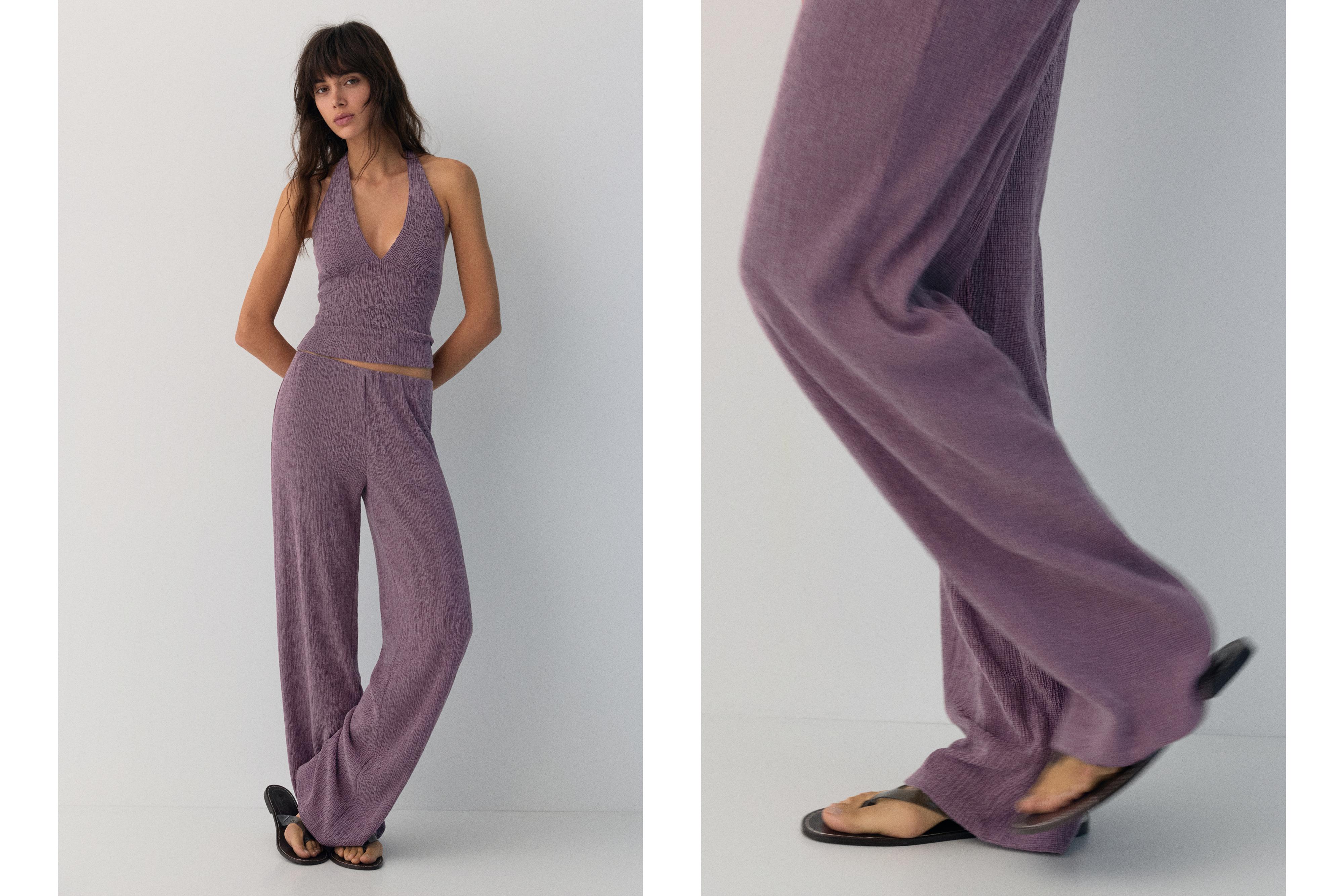 Crepe straight-leg trousers — Lavender