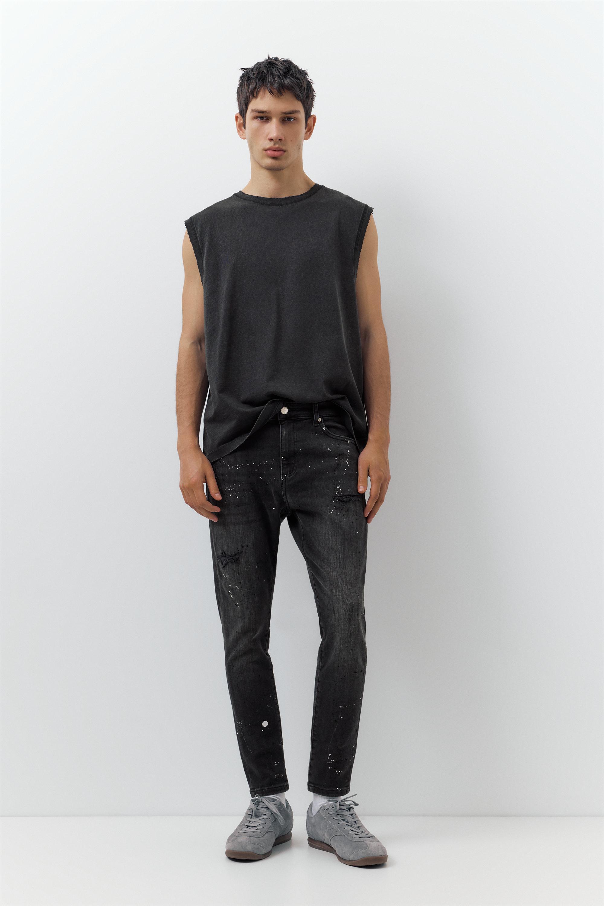 Ripped skinny jeans — Faded black