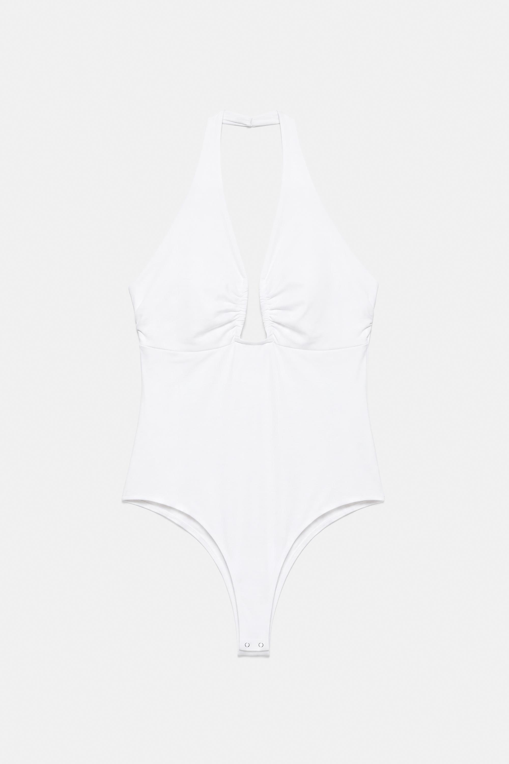 Gathered halterneck bodysuit — White
