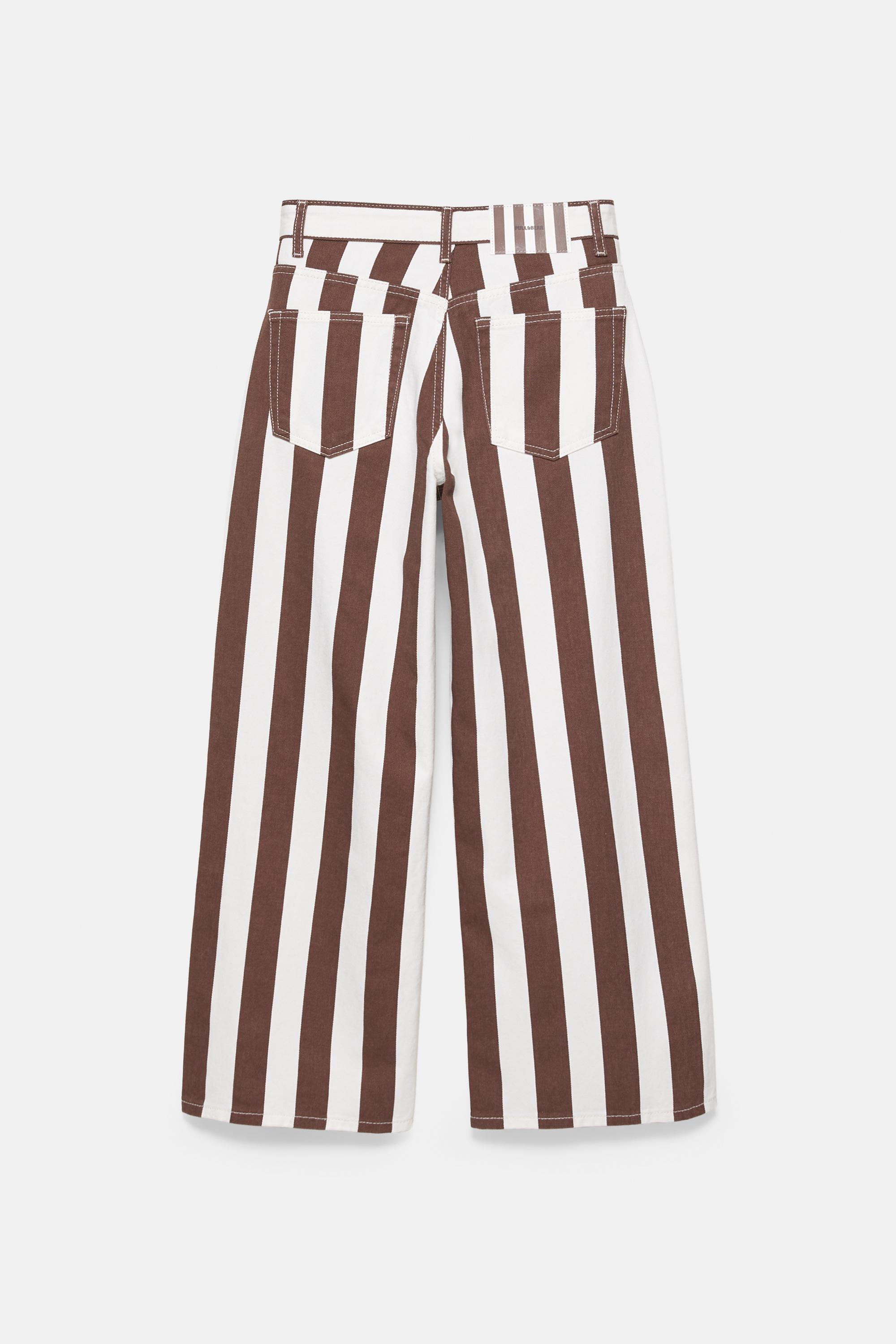Striped straight-leg trousers — Brown