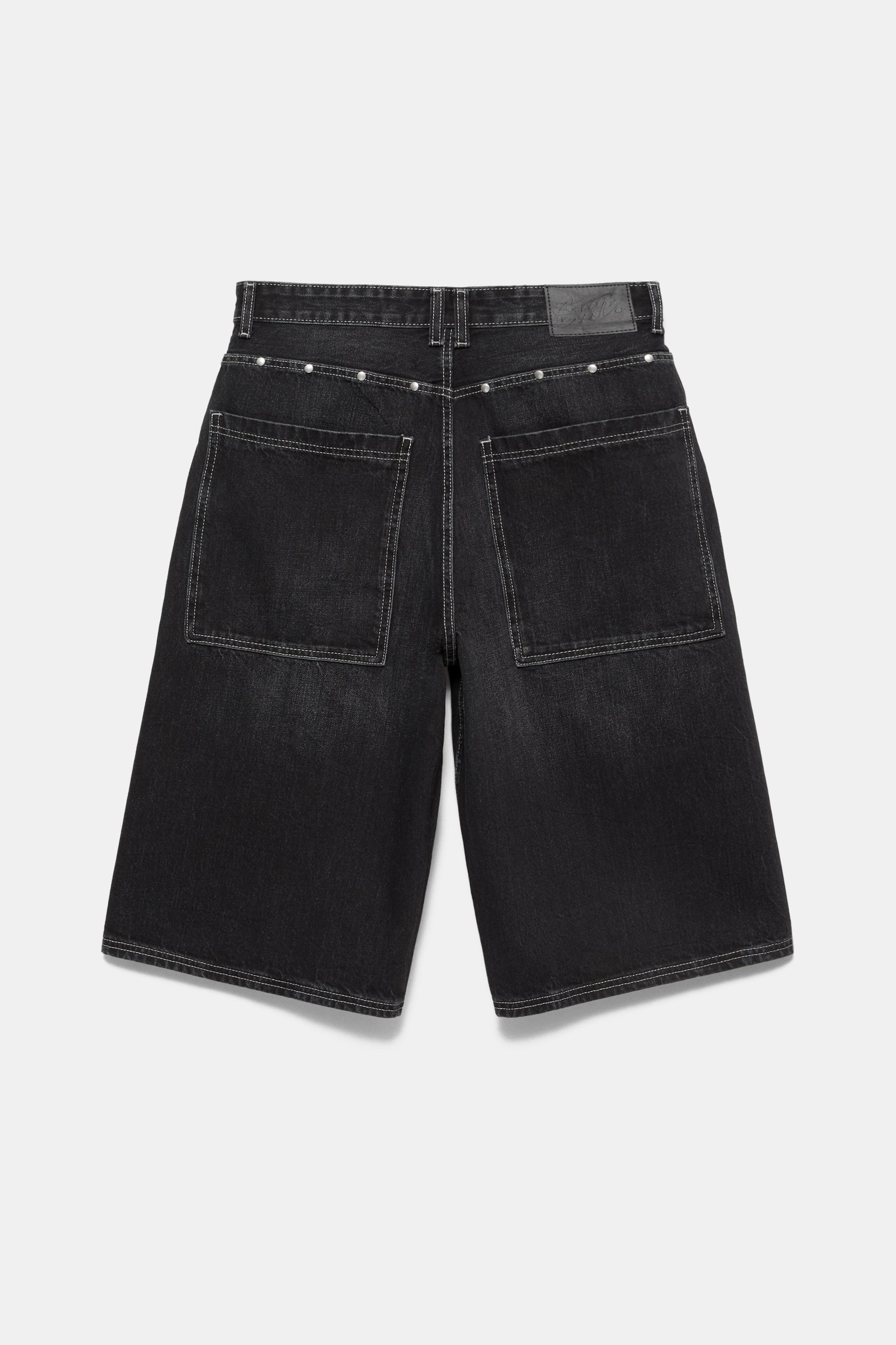 STWD studded jorts — Faded black