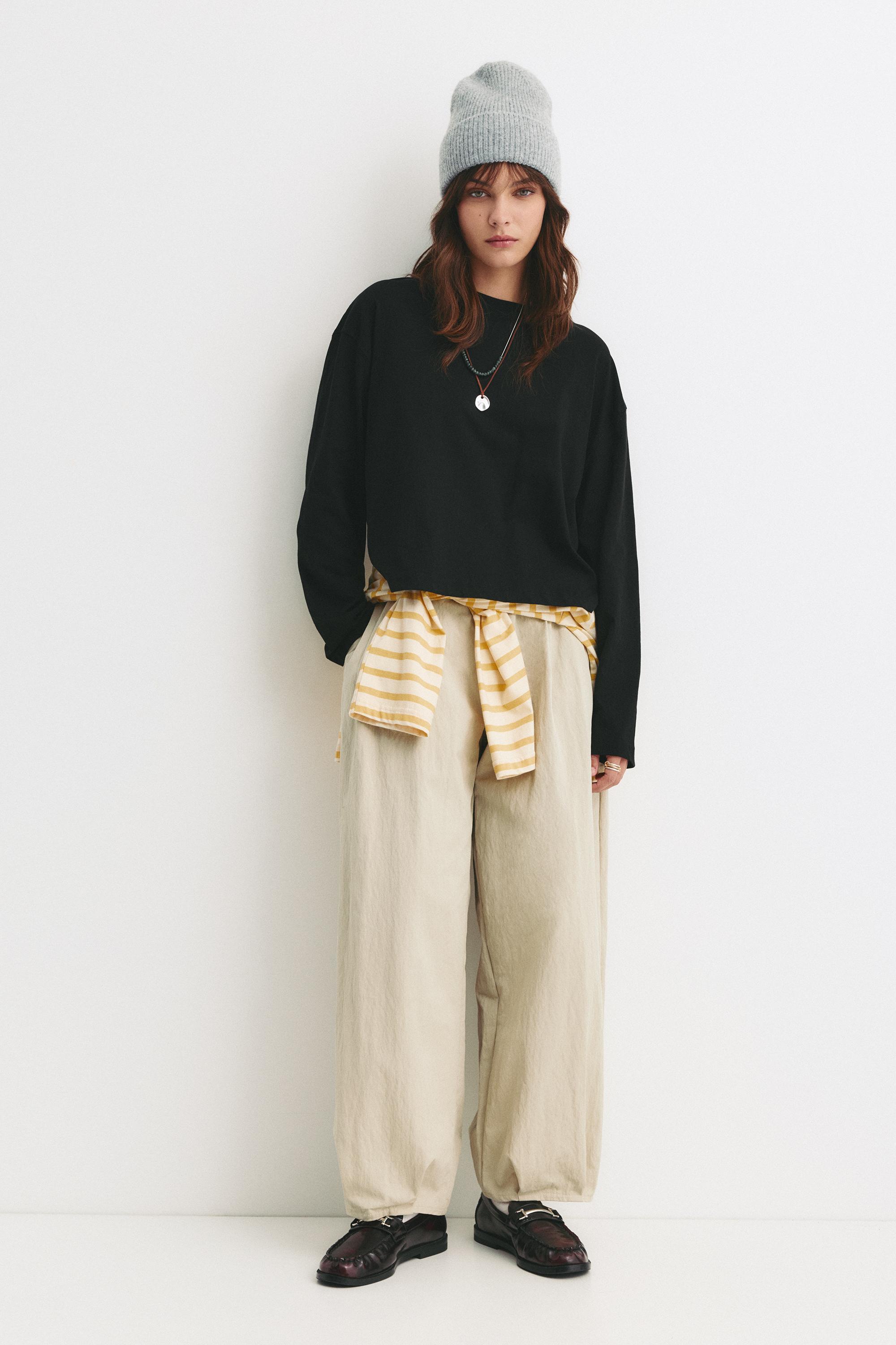 Langärmeliges Boxy-T-Shirt