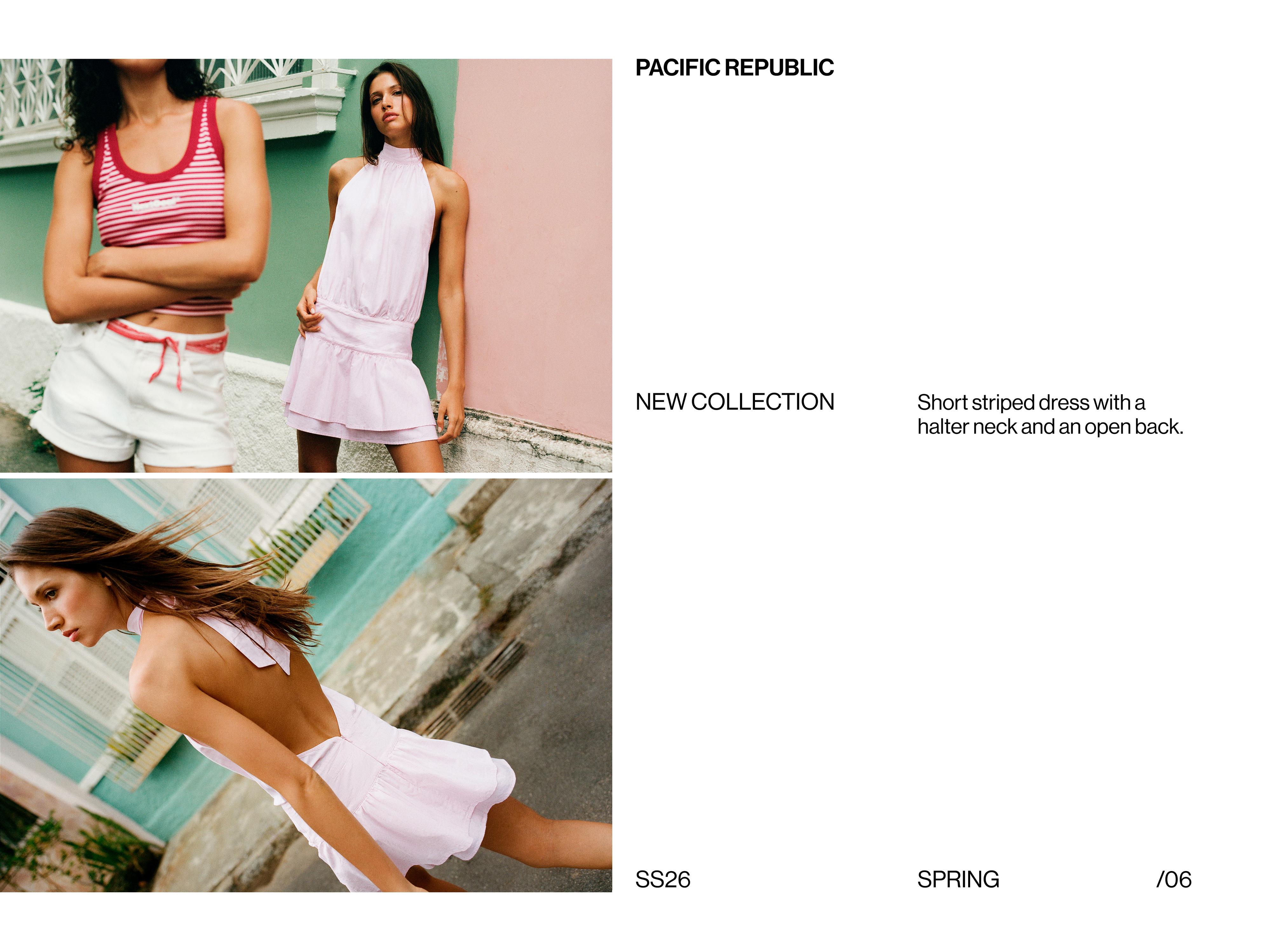 Short striped halter dress — Pink