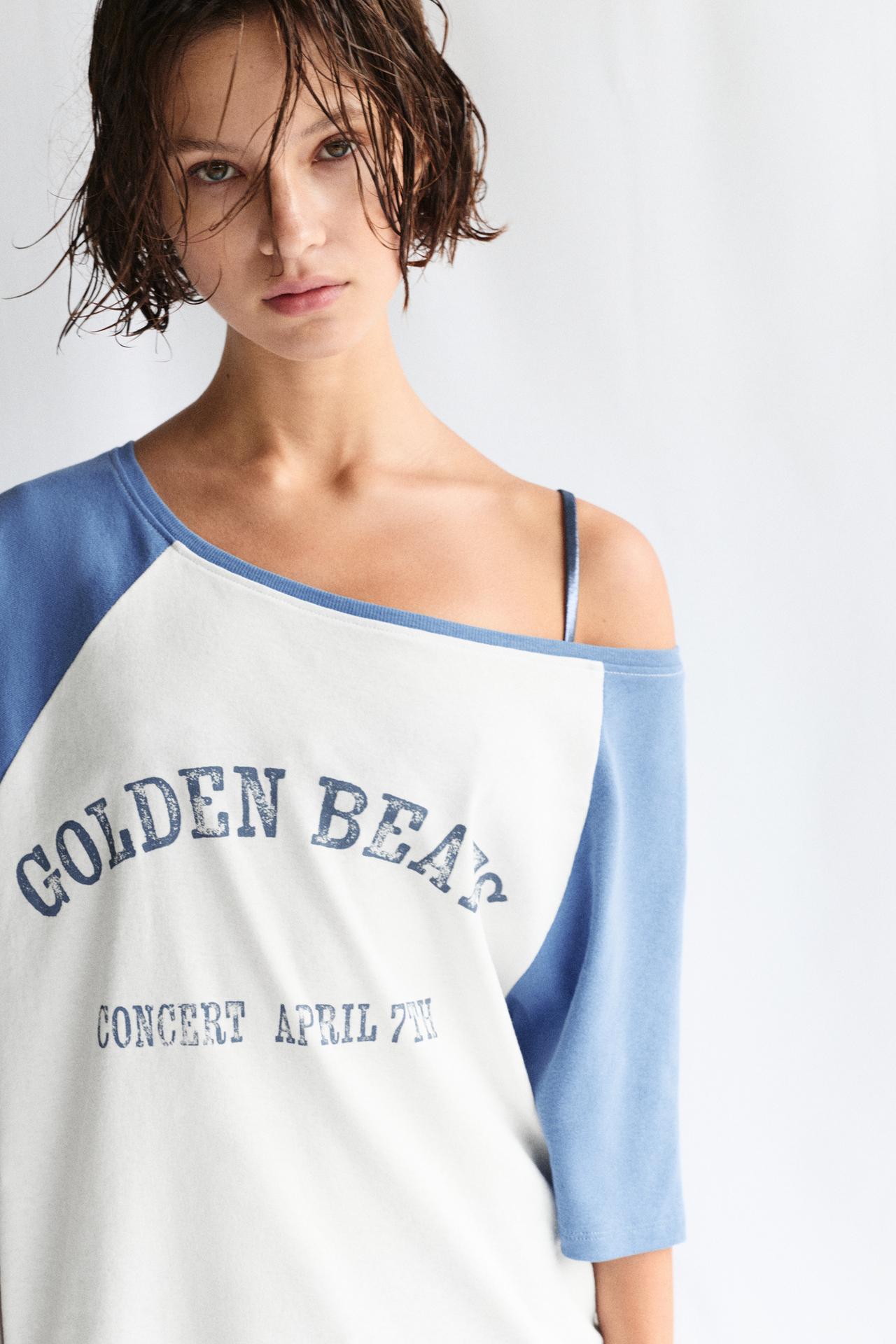 Asymmetric graphic T-shirt — Ice