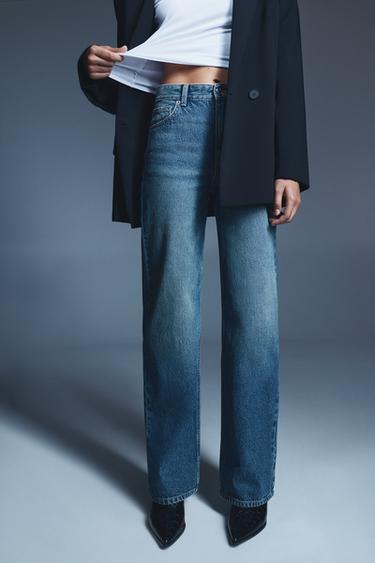 High-waist wide straight-leg jeans — Greenish blue 3