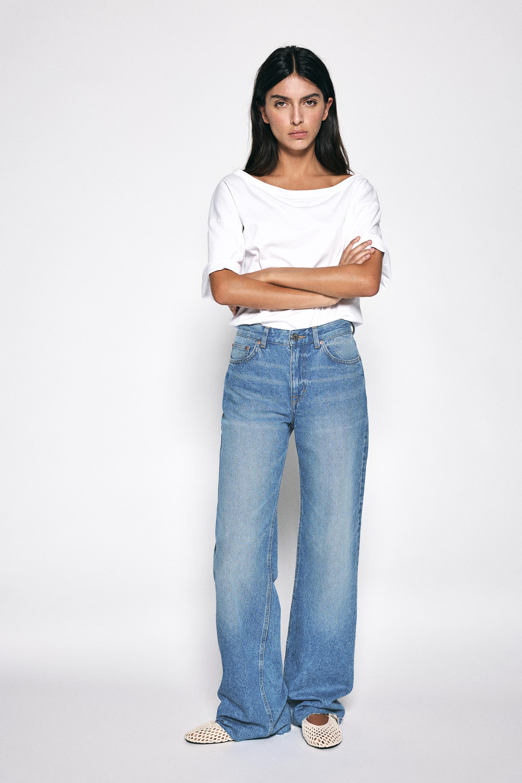 High-waist wide straight-leg jeans — Indigo