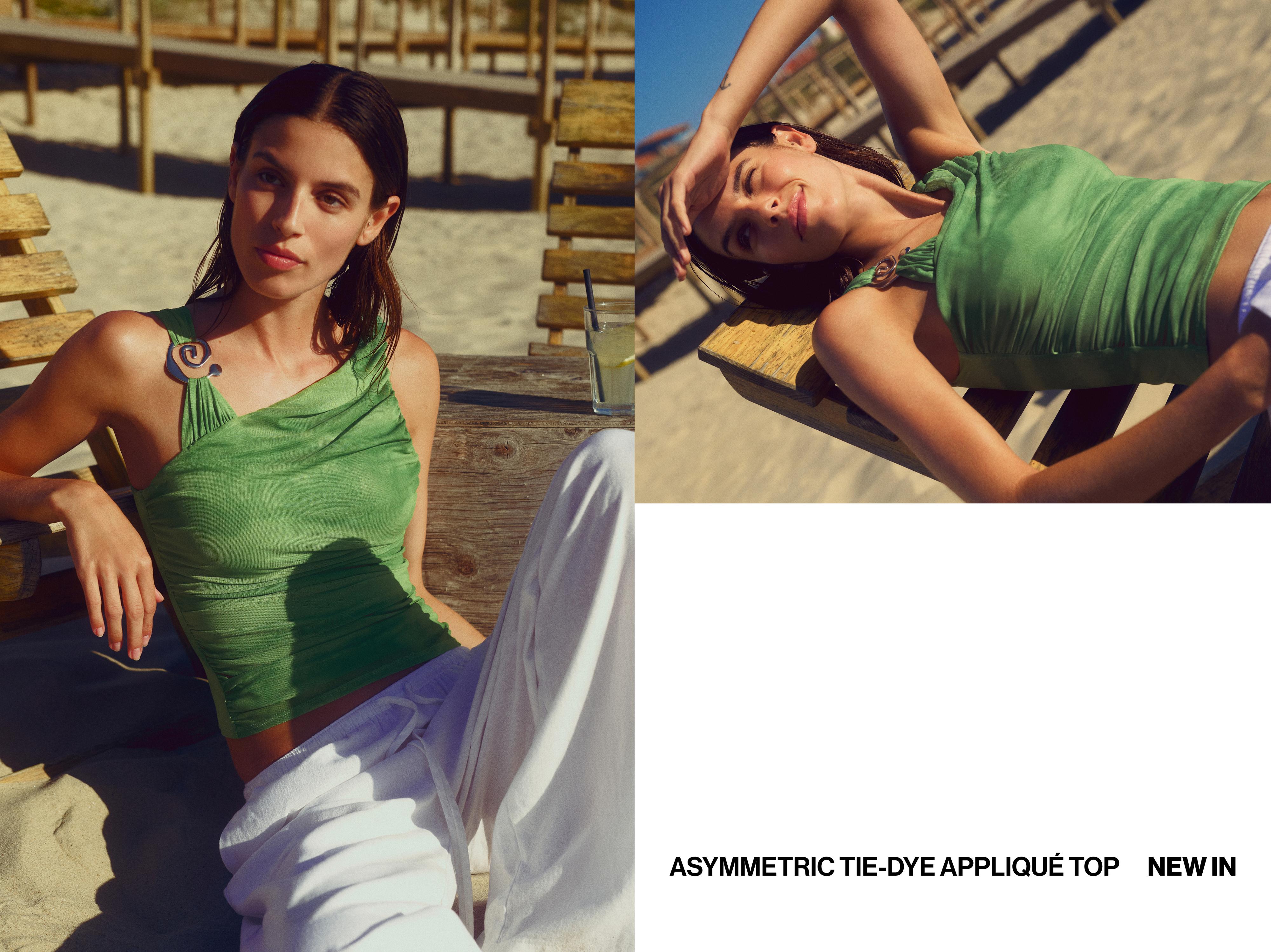 Draped asymmetric top — Green