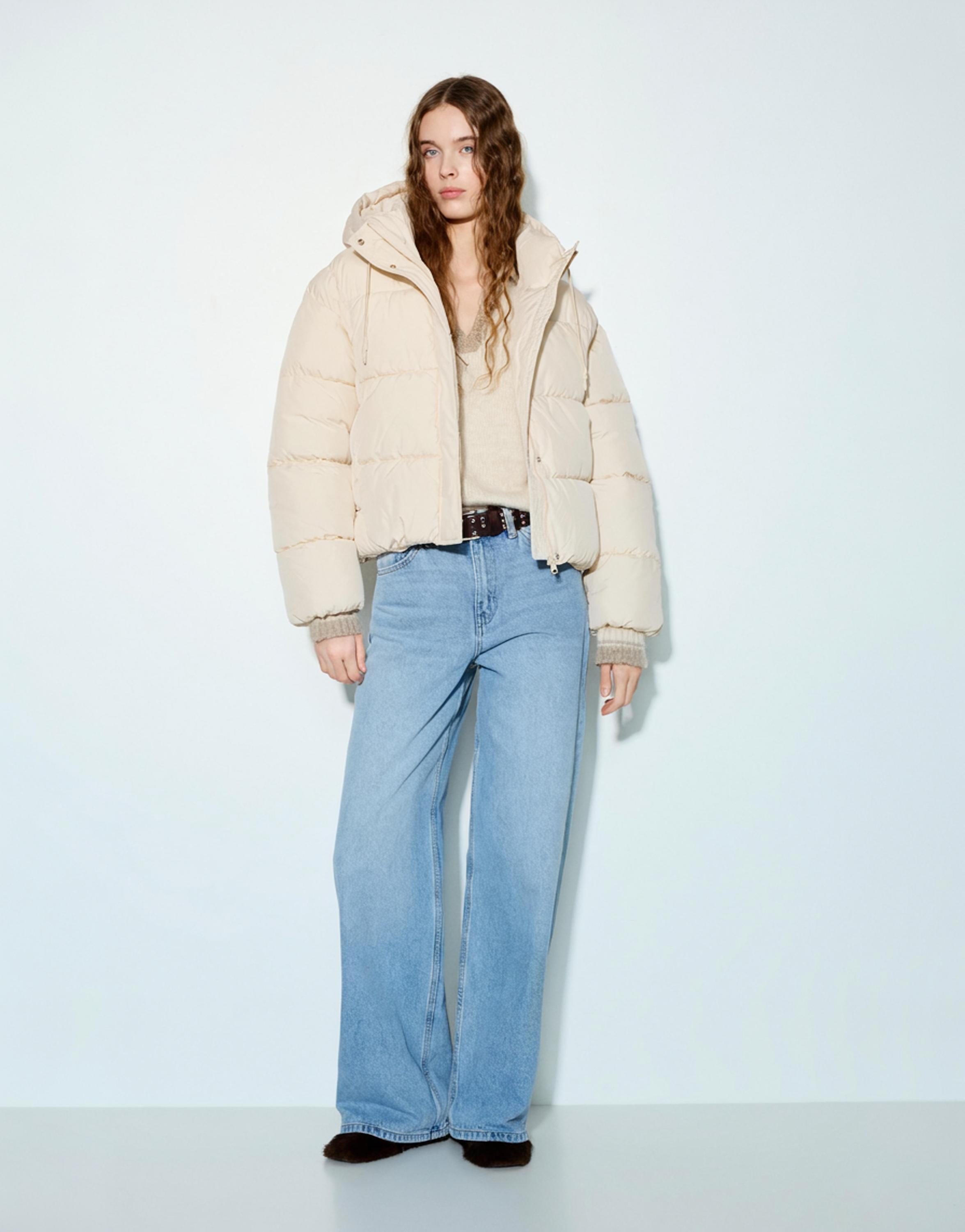 Hooded Padded Jacket — Ecru