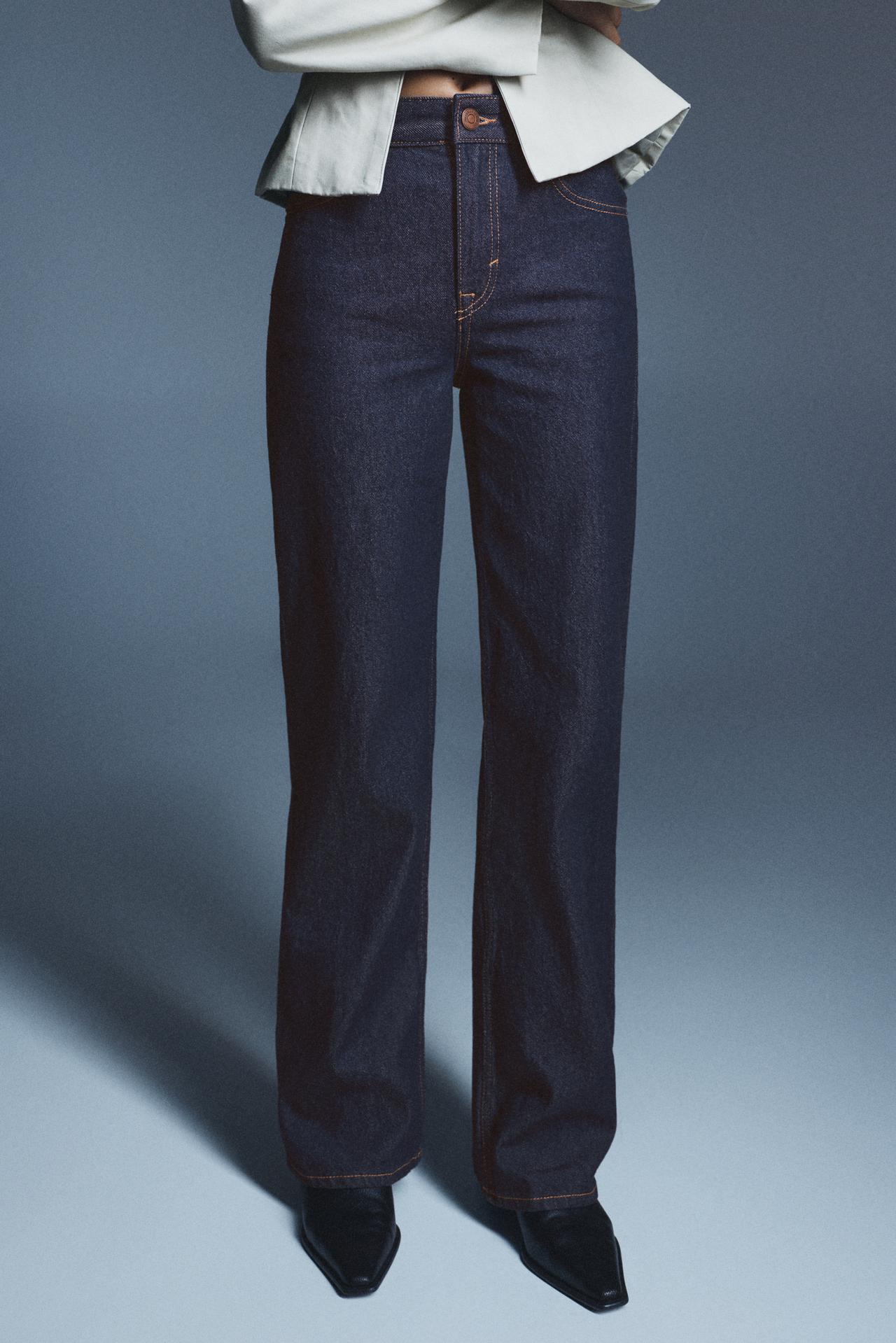 High-waist wide straight-leg jeans — Navy