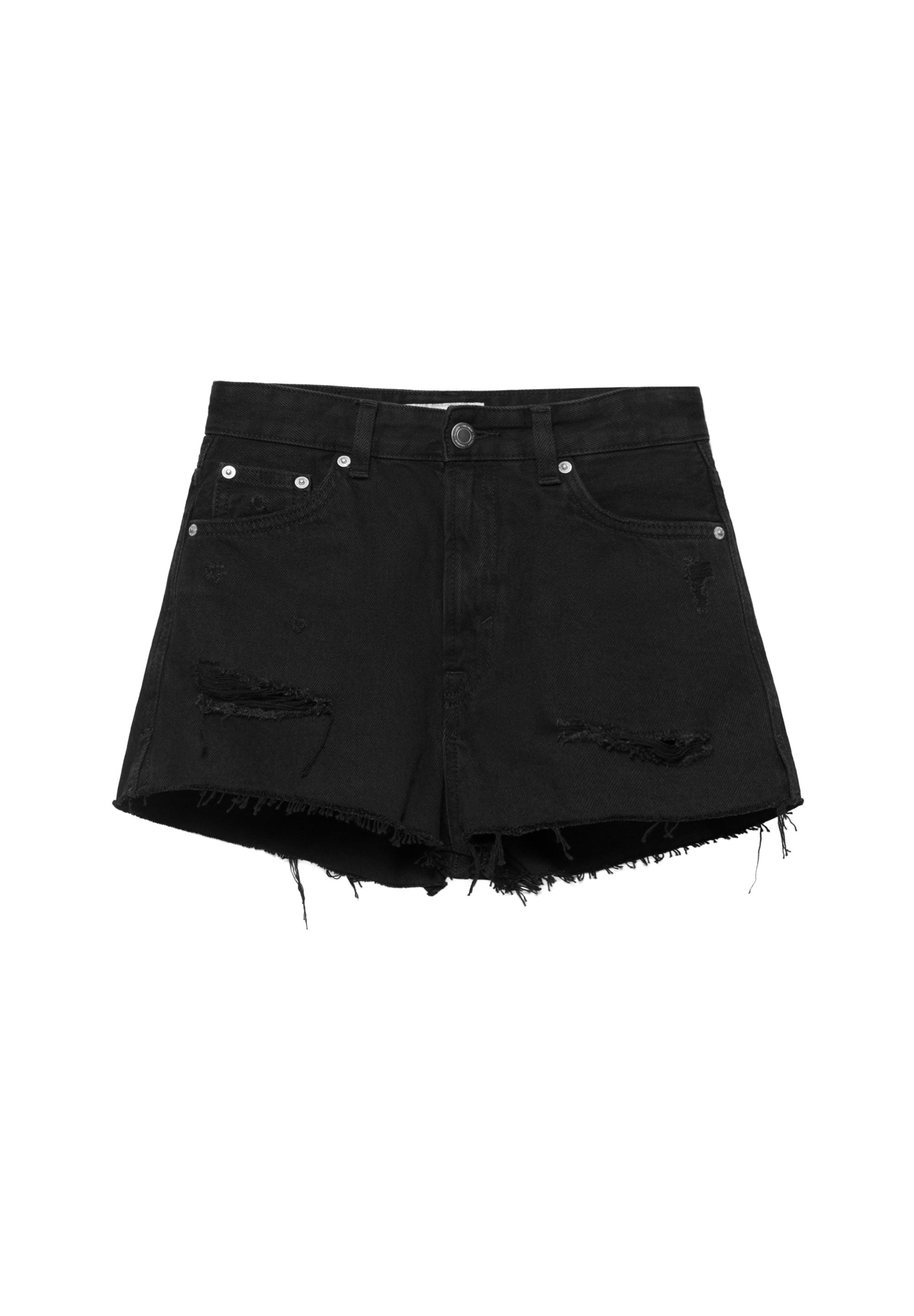 Mom fit ripped denim shorts — Black