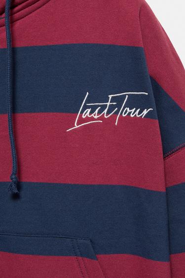 Striped zip-up sweatshirt with hood — Navy 10