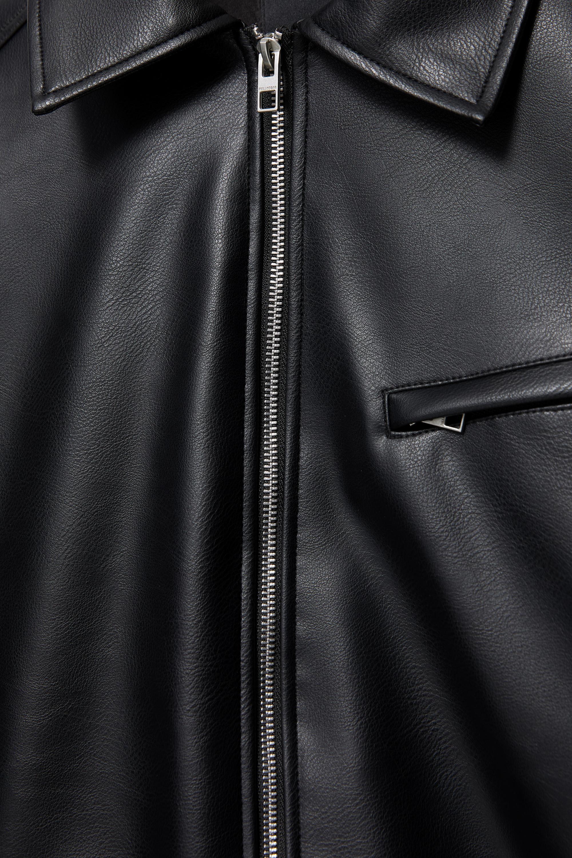 Leather effect dad jacket — Black