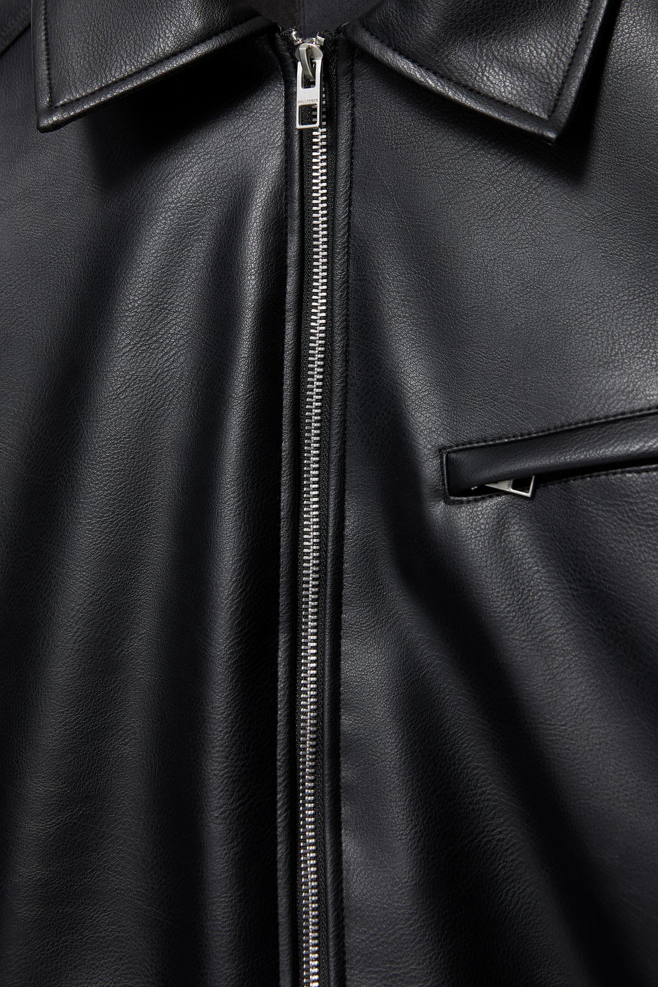 Leather effect dad jacket — Black