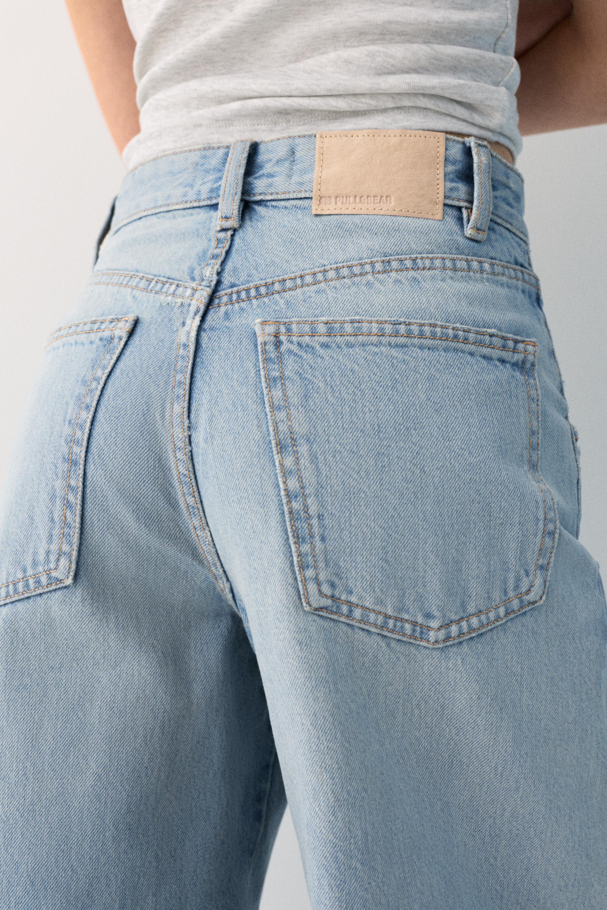 Super wide-leg jeans with seams — Pale blue