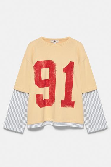 91 graphic double-layer T-shirt — Egg yolk yellow 3