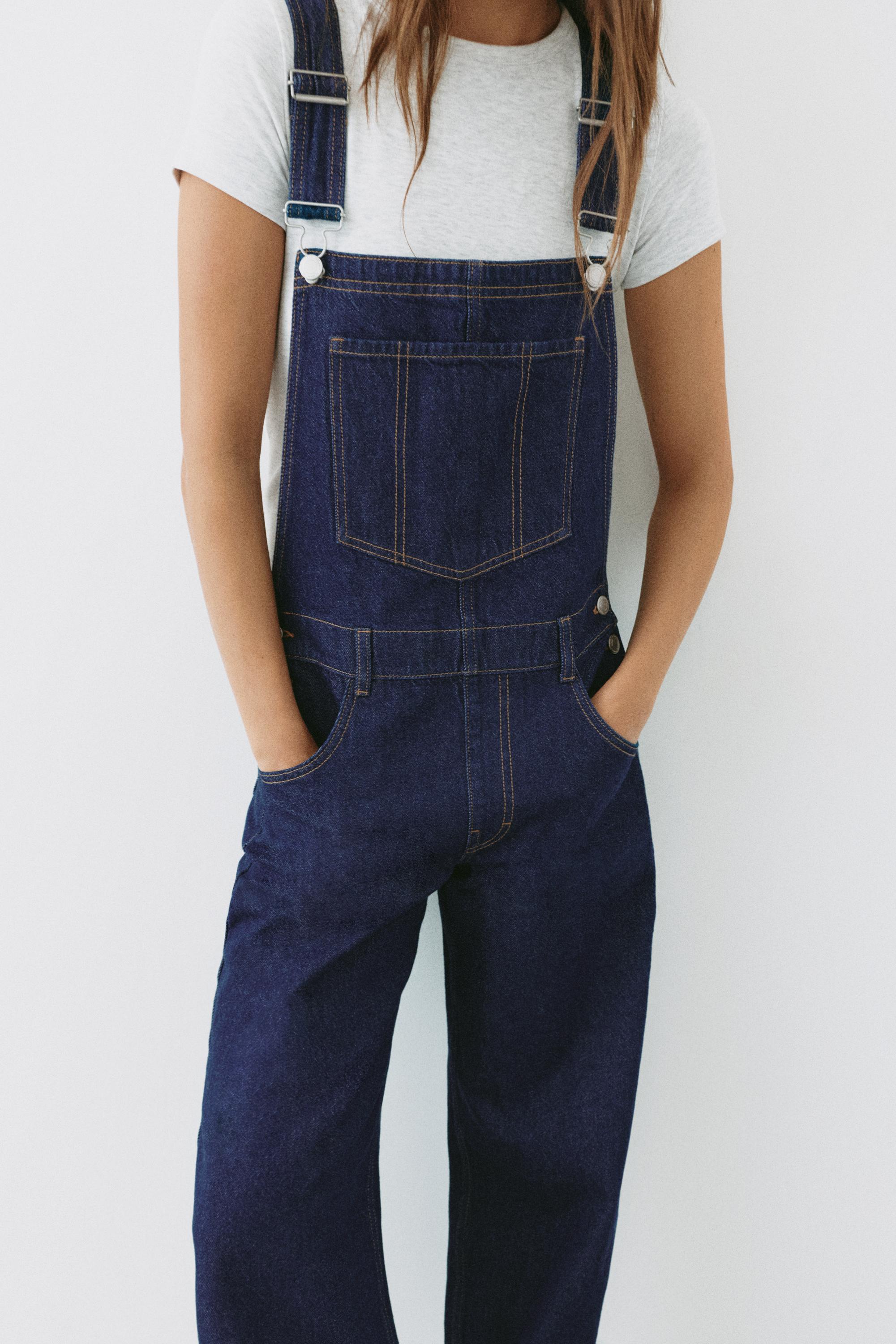 Long denim dungarees — Ink blue