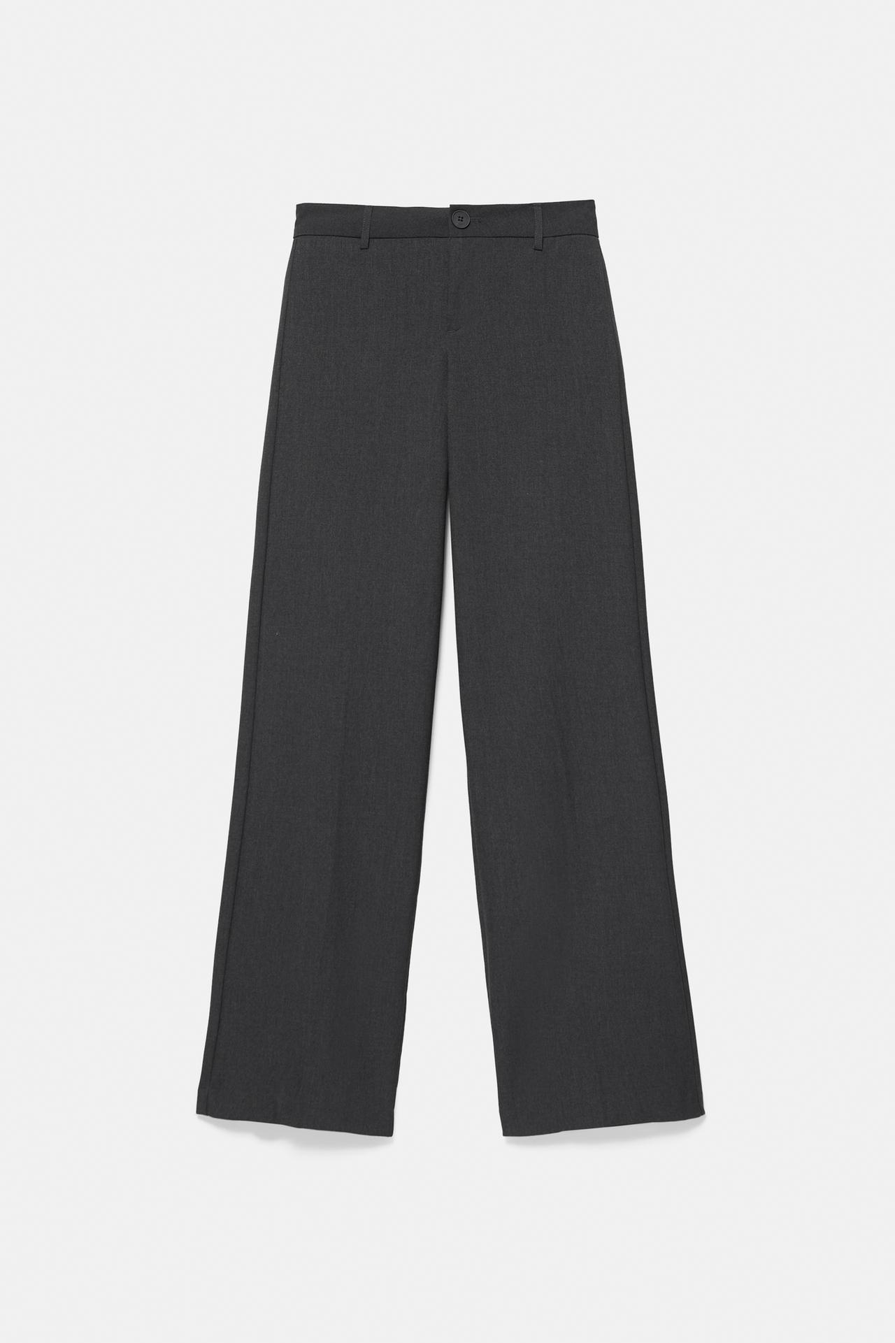 Slim fit straight smart trousers — Grey marl