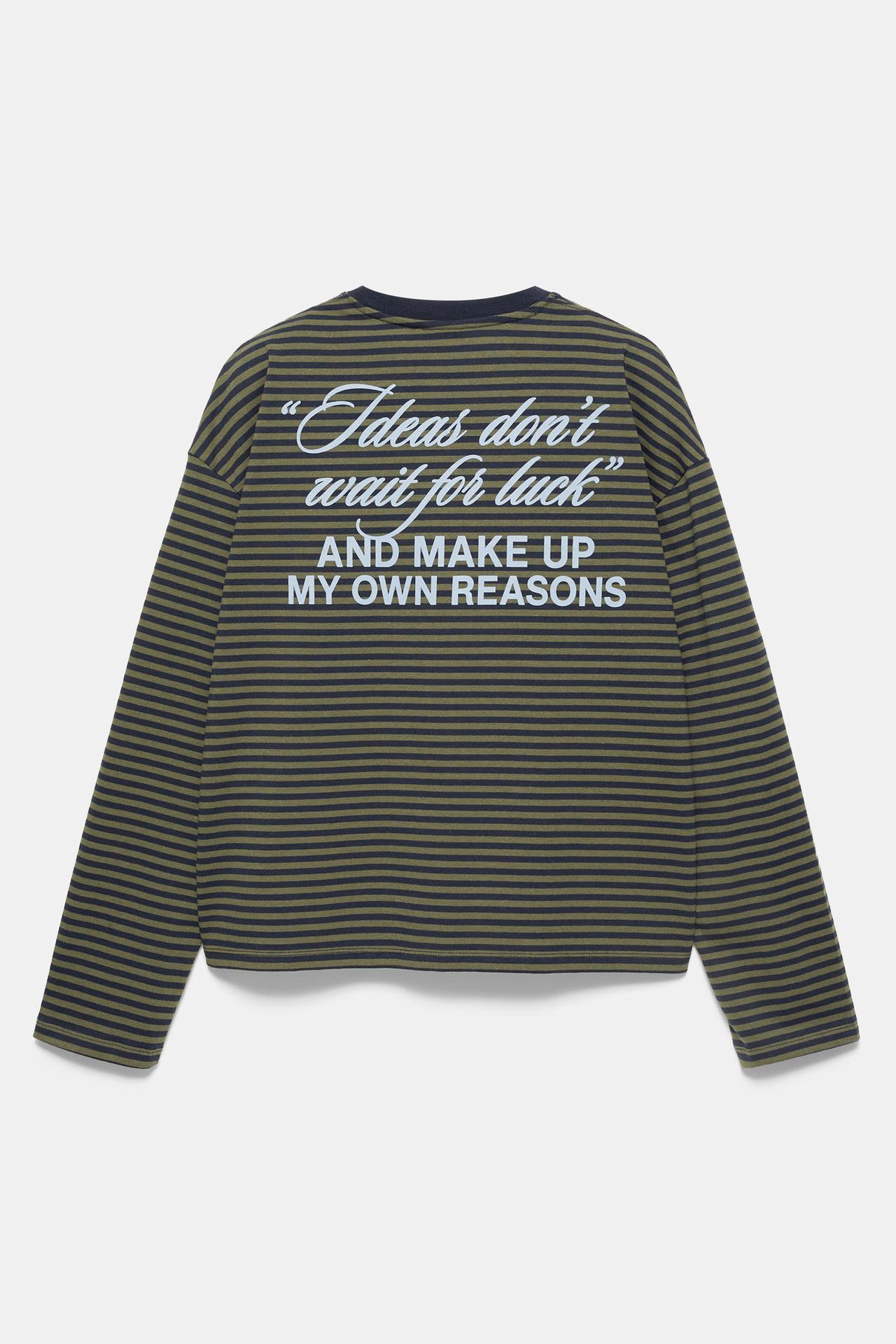 Striped T-shirt with text — Navy