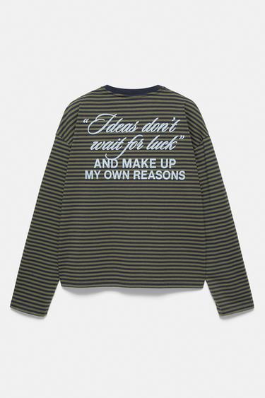 Striped T-shirt with text — Navy 7