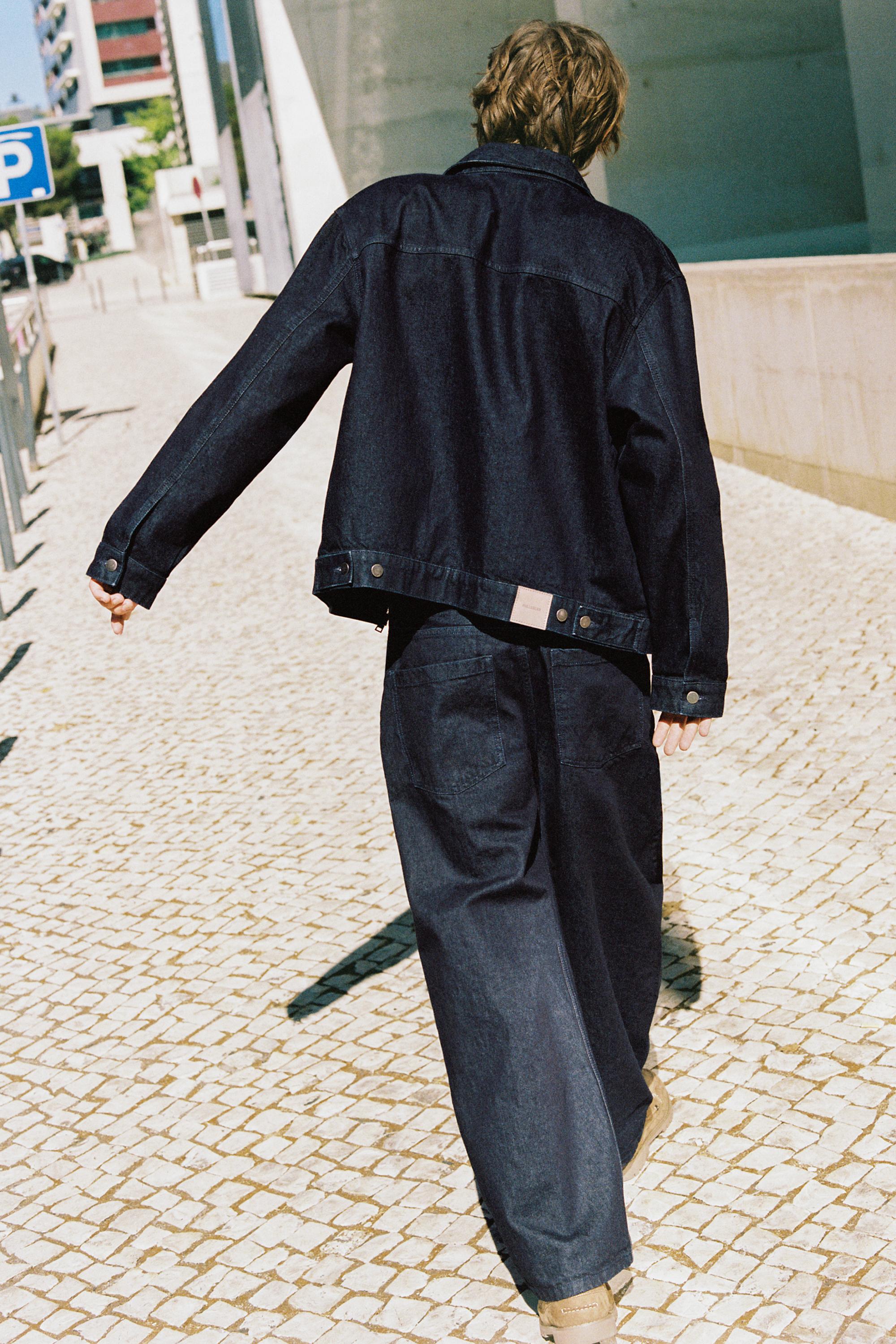 Front seam barrel jeans — Navy