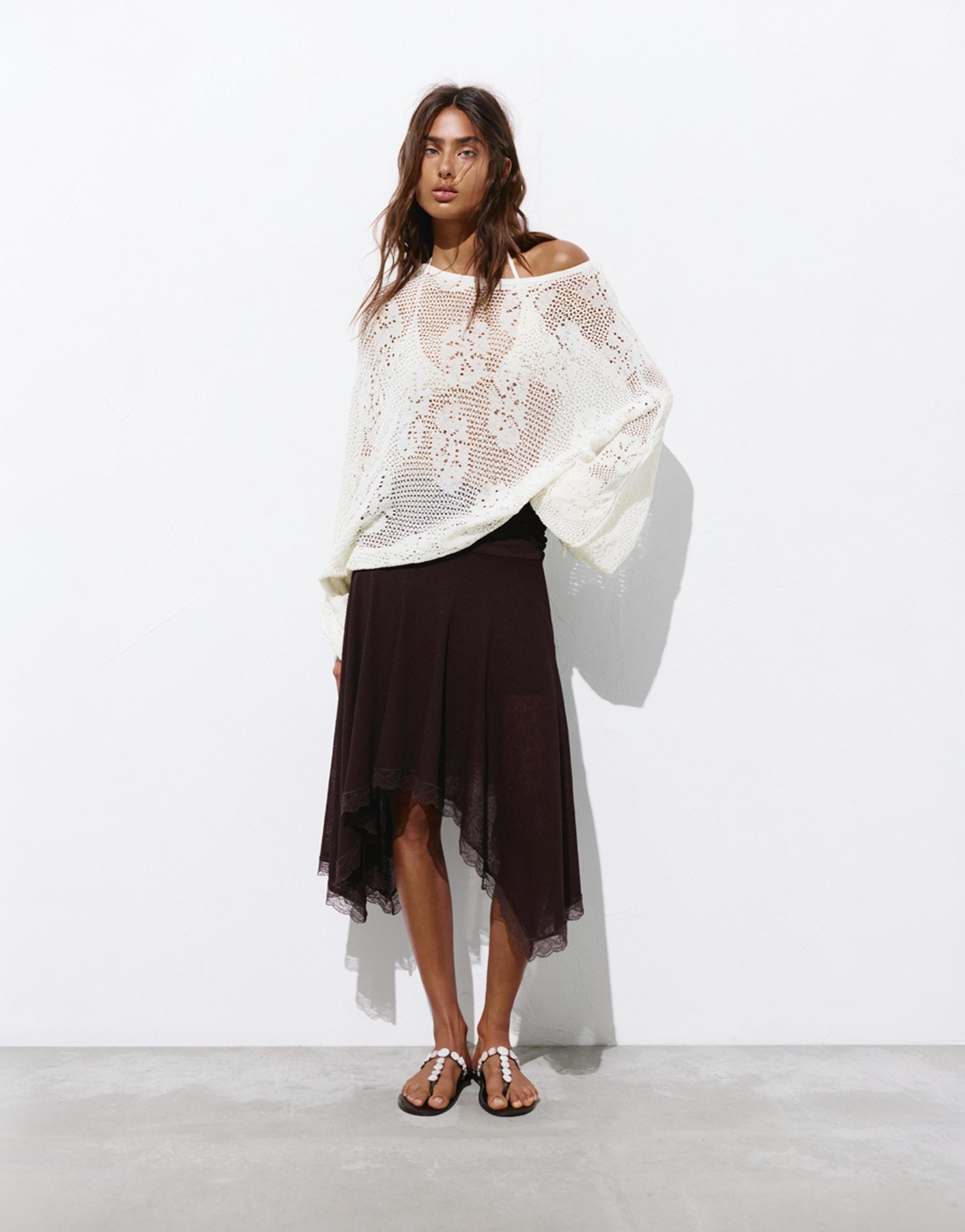 Cutwork knit jumper — Ecru