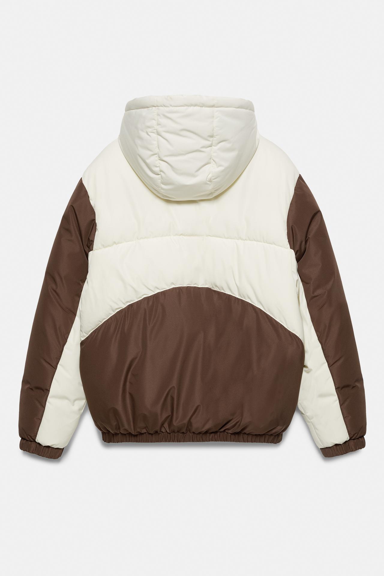 Paneled puffer jacket — Brown