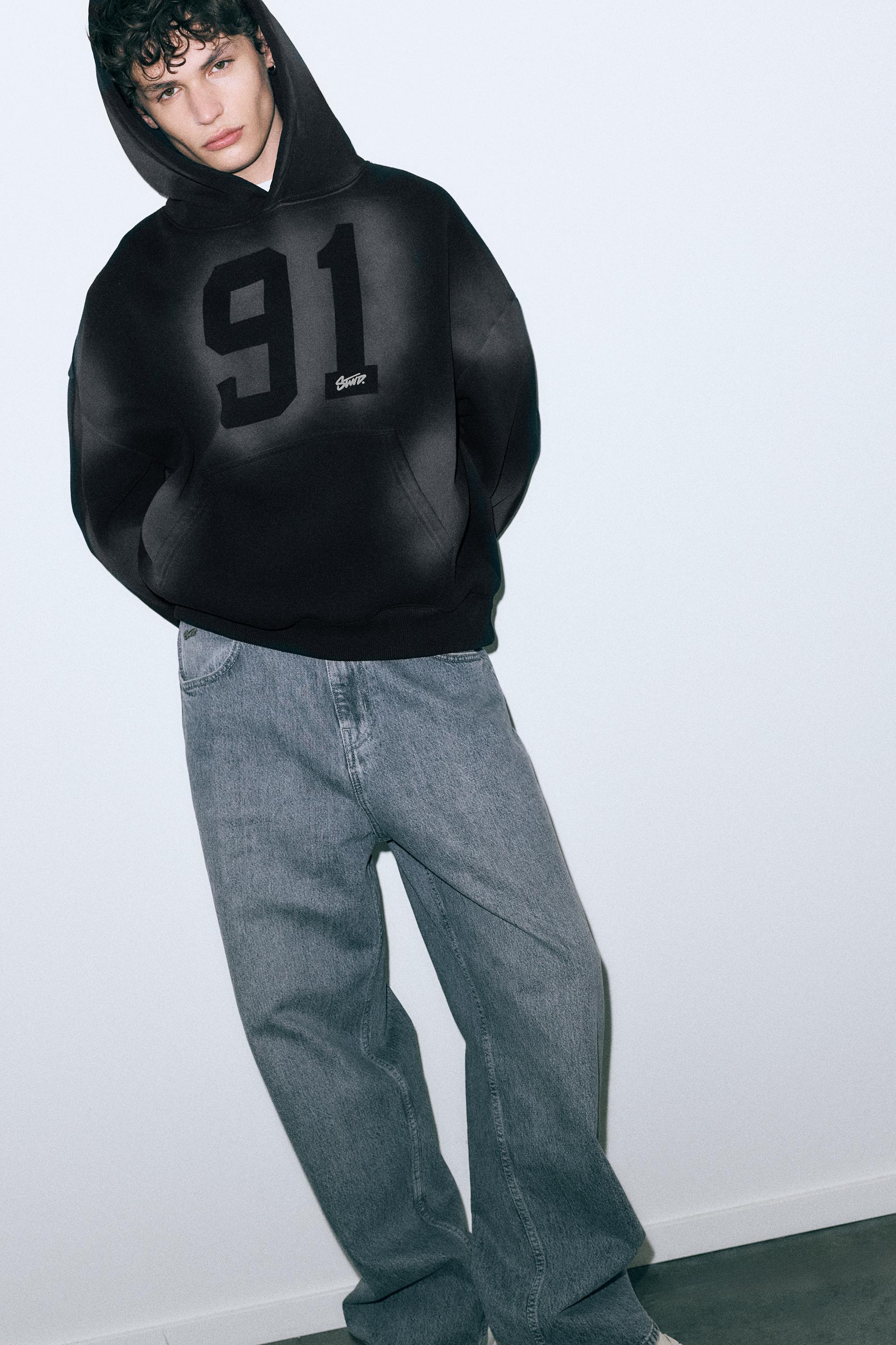 Siyah kapüşonlu sweatshirt STWD 91 - Görsel 24