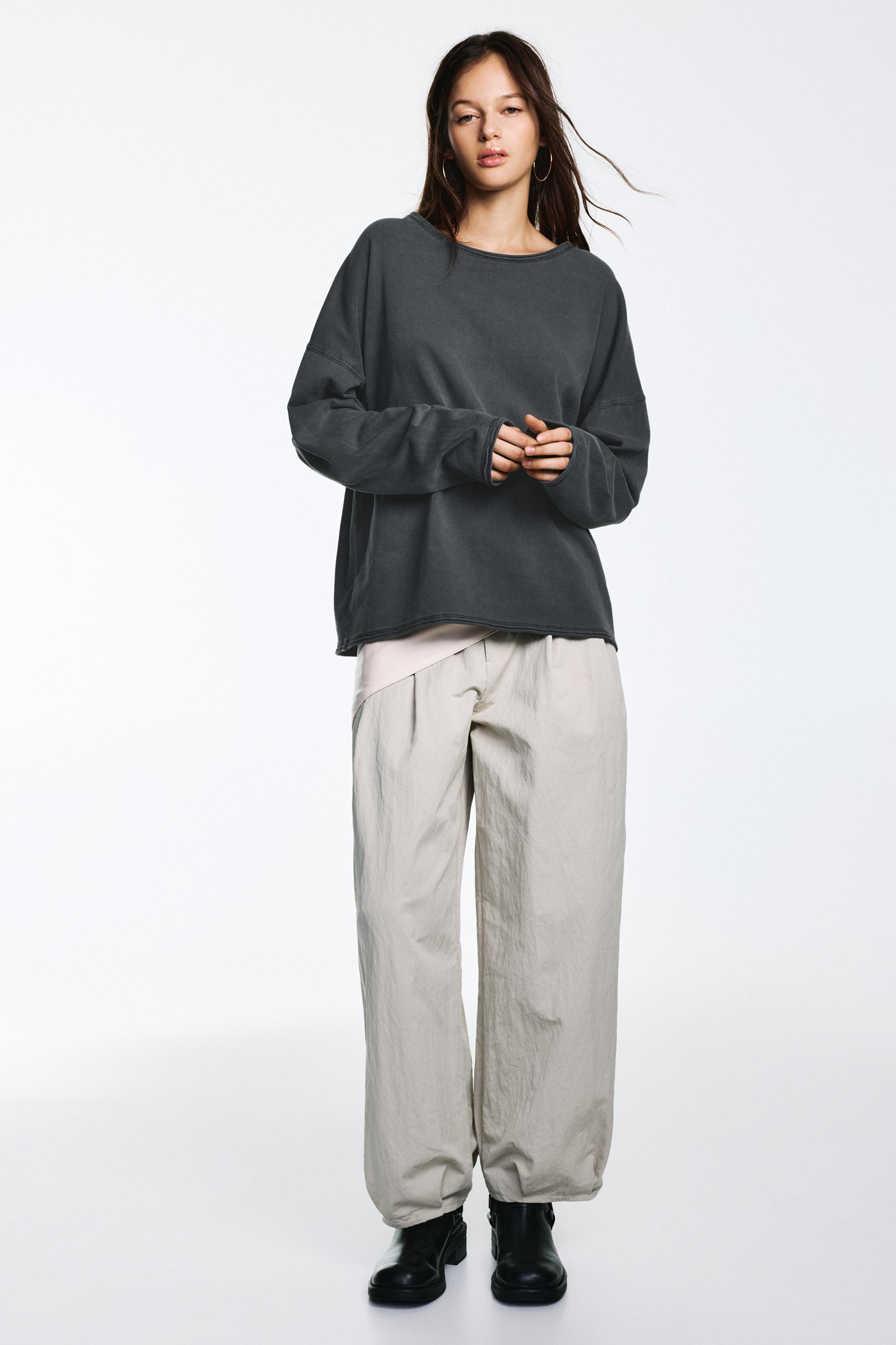 Uzun kollu oversize t-shirt - Görsel 11