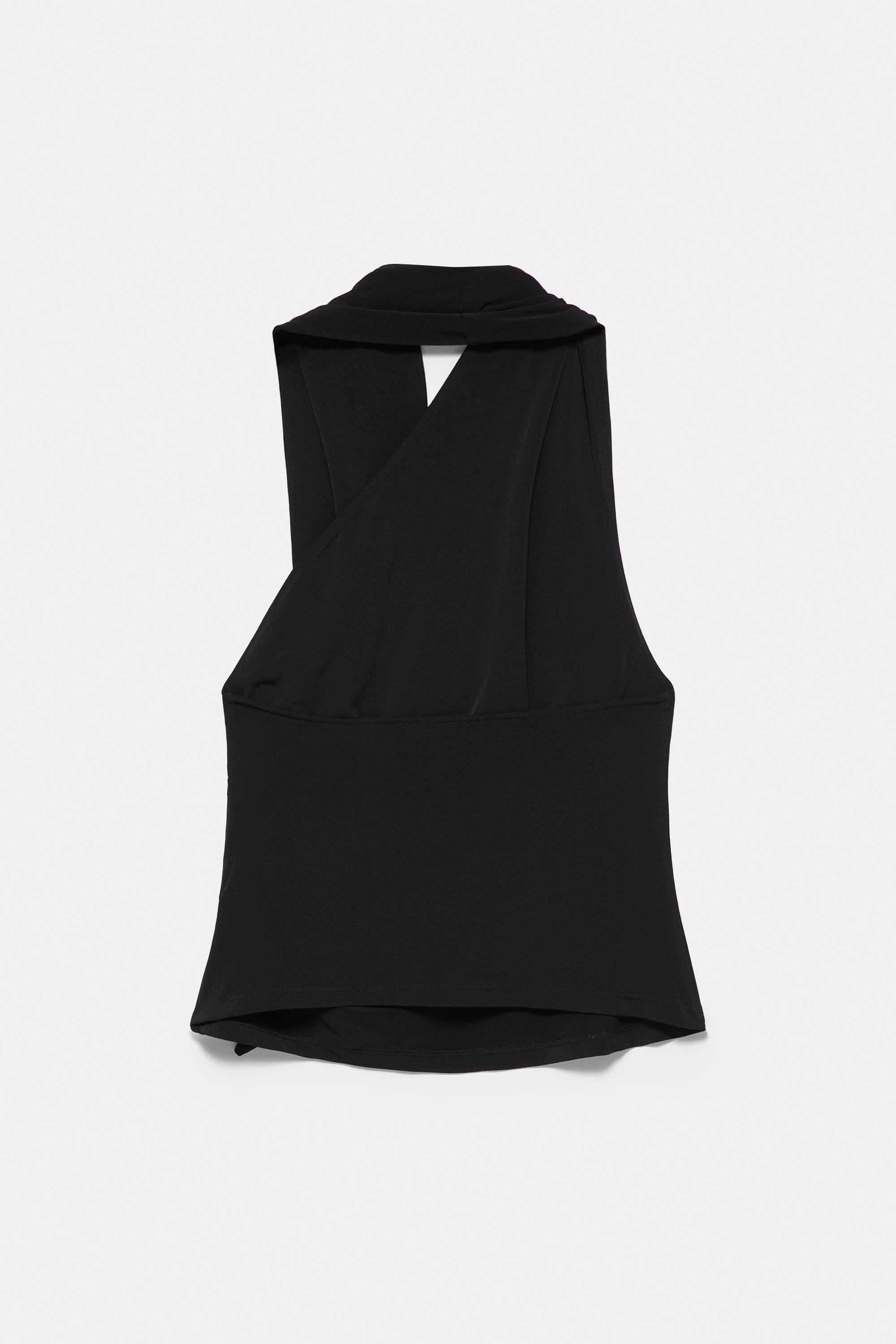 Scarf-style halter top — Black